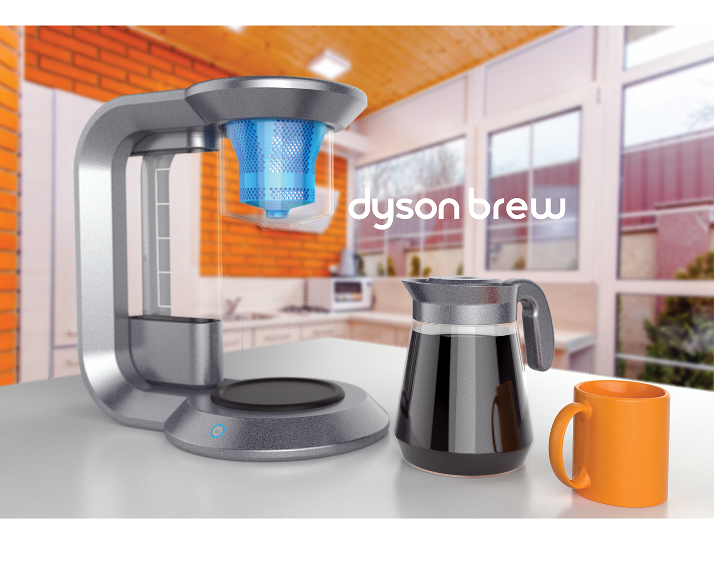 Coffee Dyson vacuum keyshot Solidworks product coffeemaker blue brand industrial