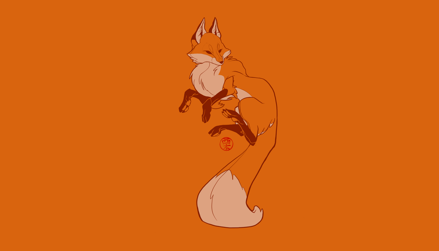 animal FOX ILLUSTRATION  kitsune