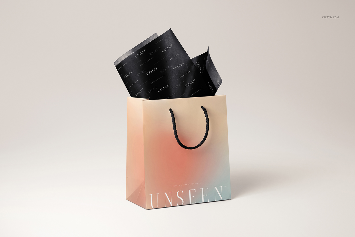 mock-up Mockup template creatsy paper branding  Packaging gift bags