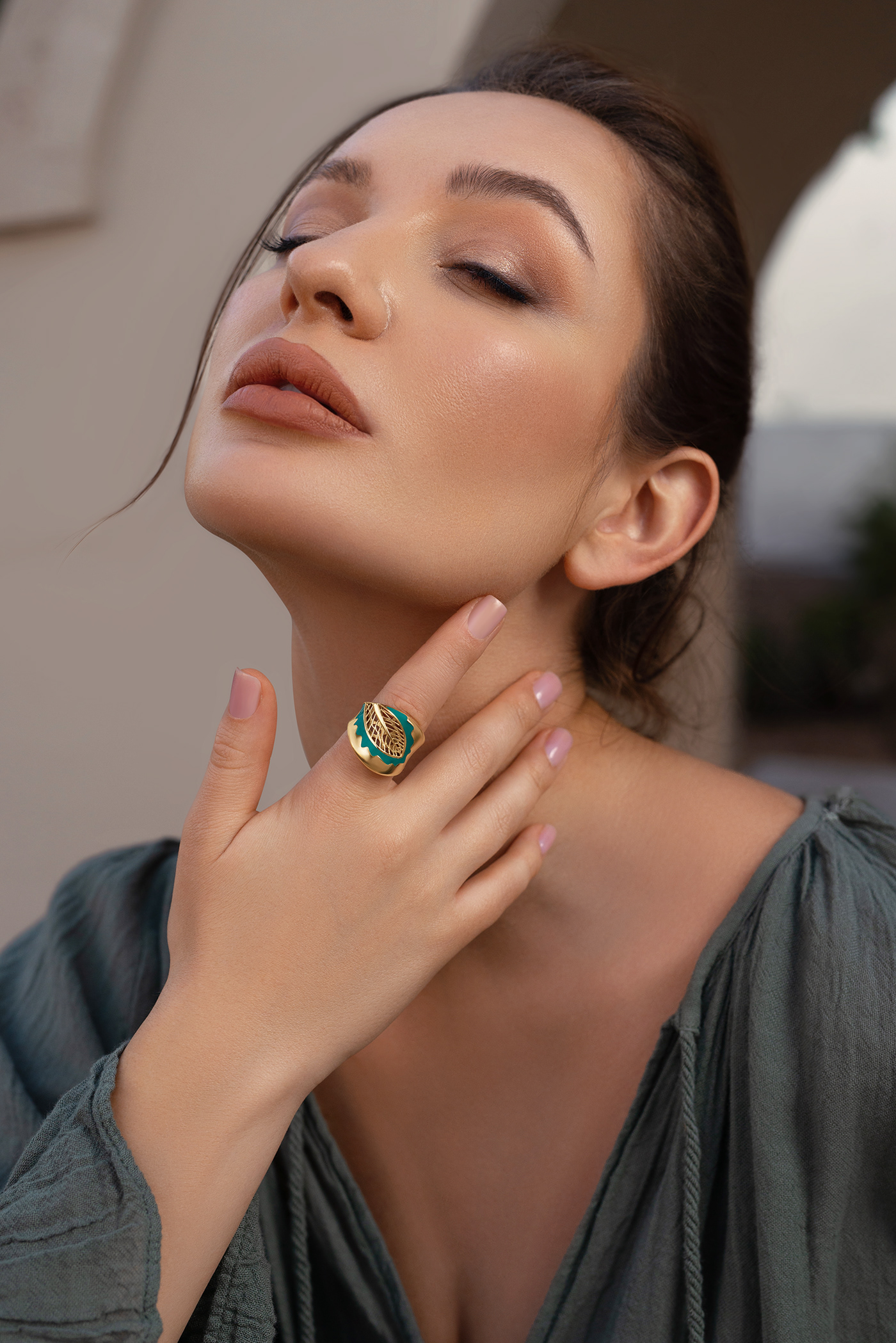 Fashion  editorial jewelry Jewellery gold model photoshoot retouch beauty Photography 