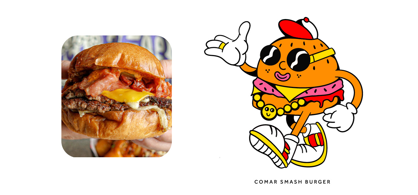 SMASH BURGER burger Fast food ILLUSTRATION  Character design  Digital Art  Graphic Designer brand identity branding  restaurant