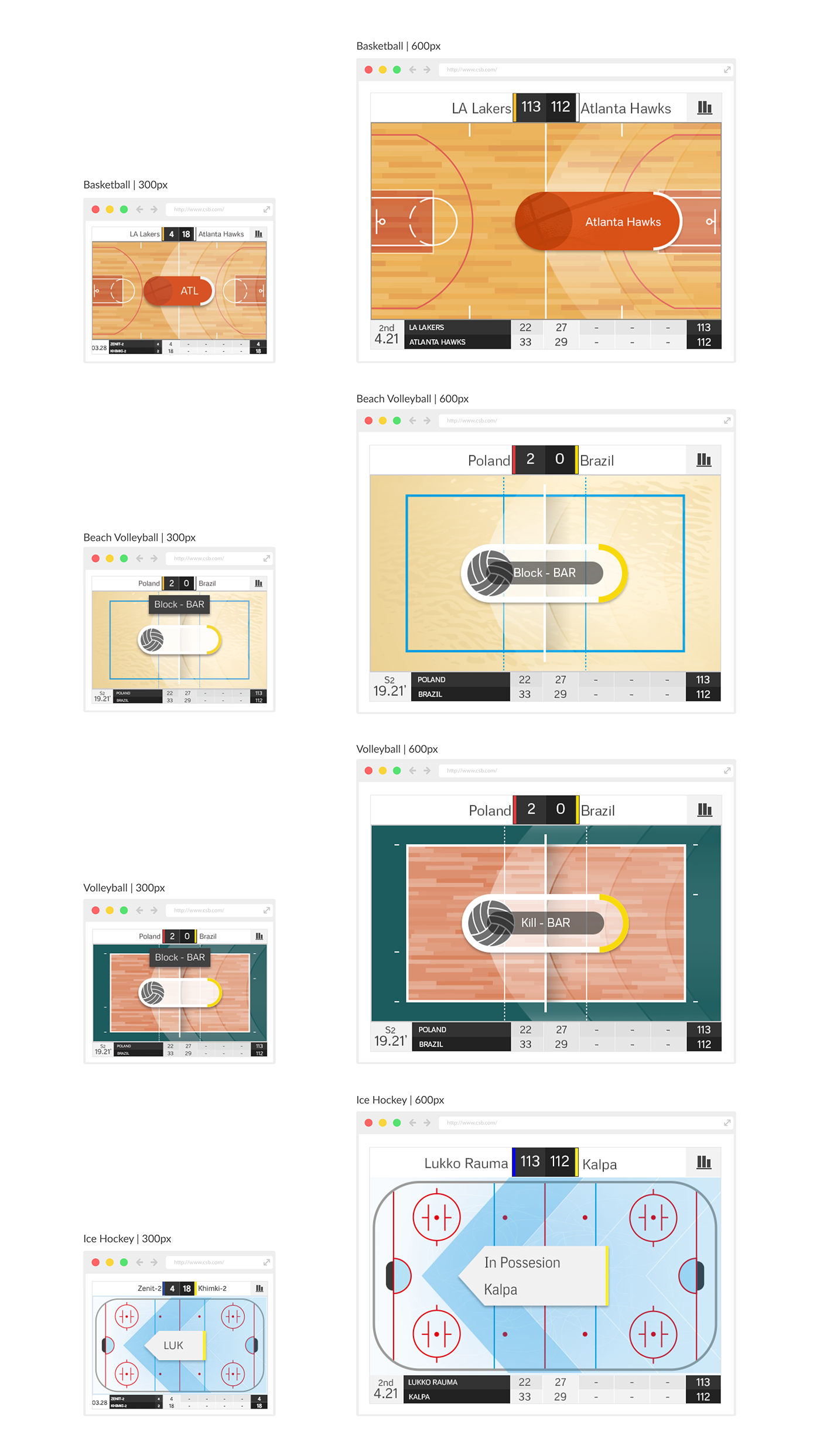 sports content live Responsive redesign svg scaleable basketball volleyball soccer football ice hockey