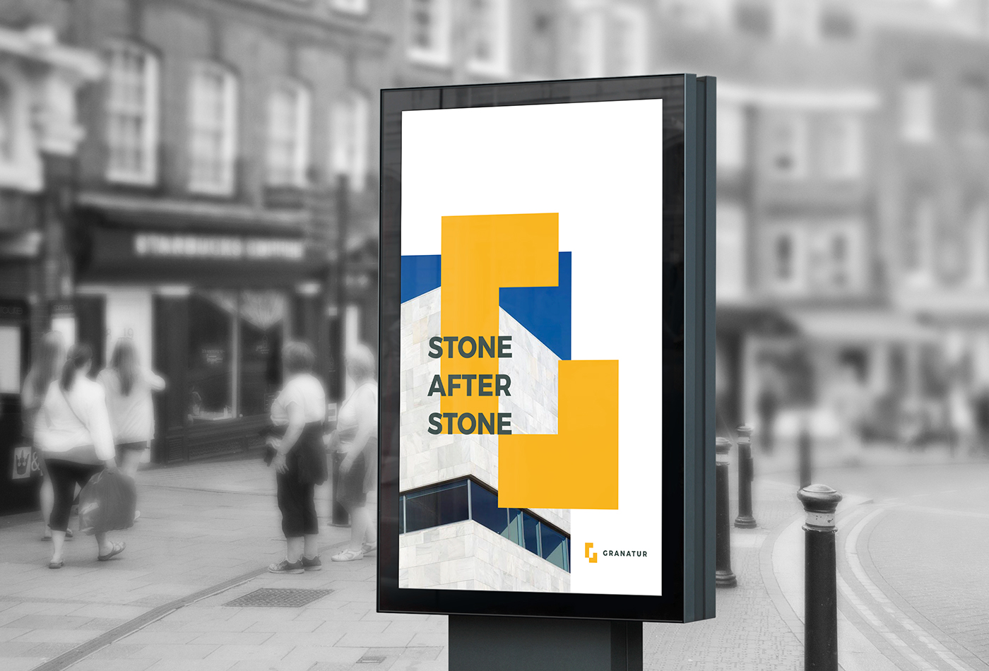 logo stone Granite Granatur graphic design branding  yellow simple rebranding