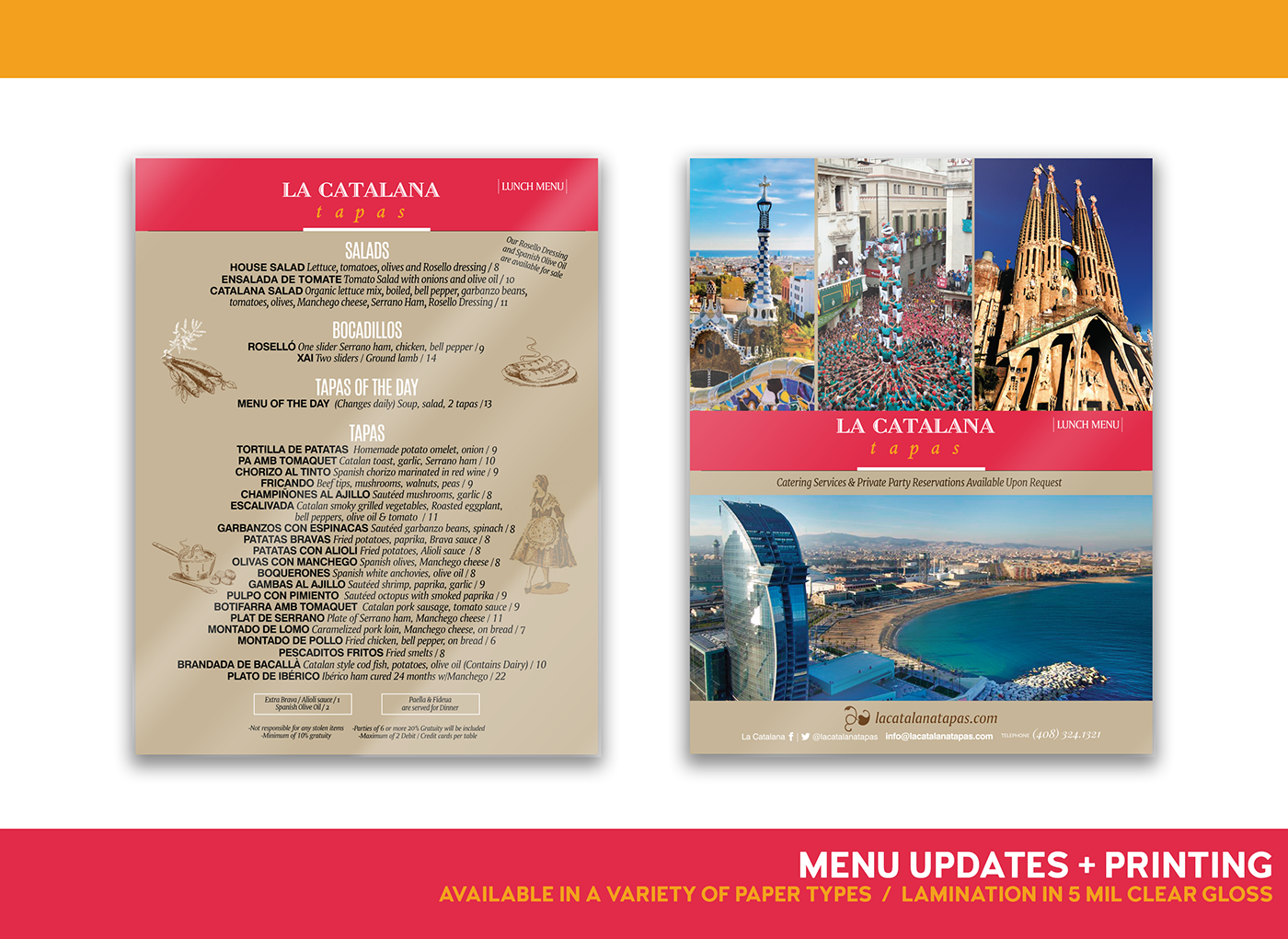 menu Printing restaurant catalana