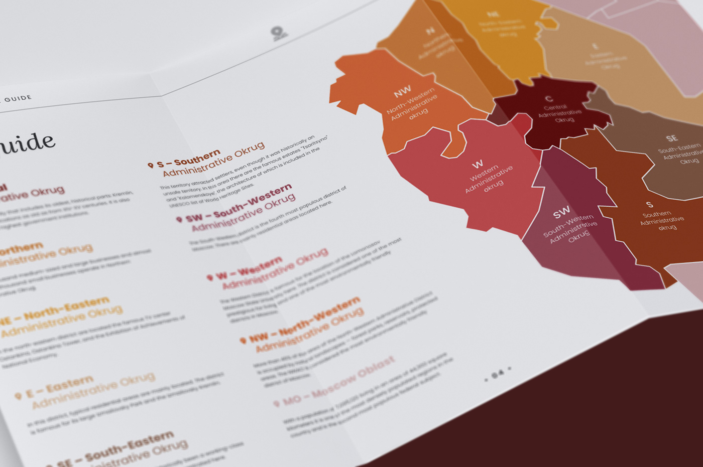 brochure editorial design  Guide Layout map Moscow Travel typography  