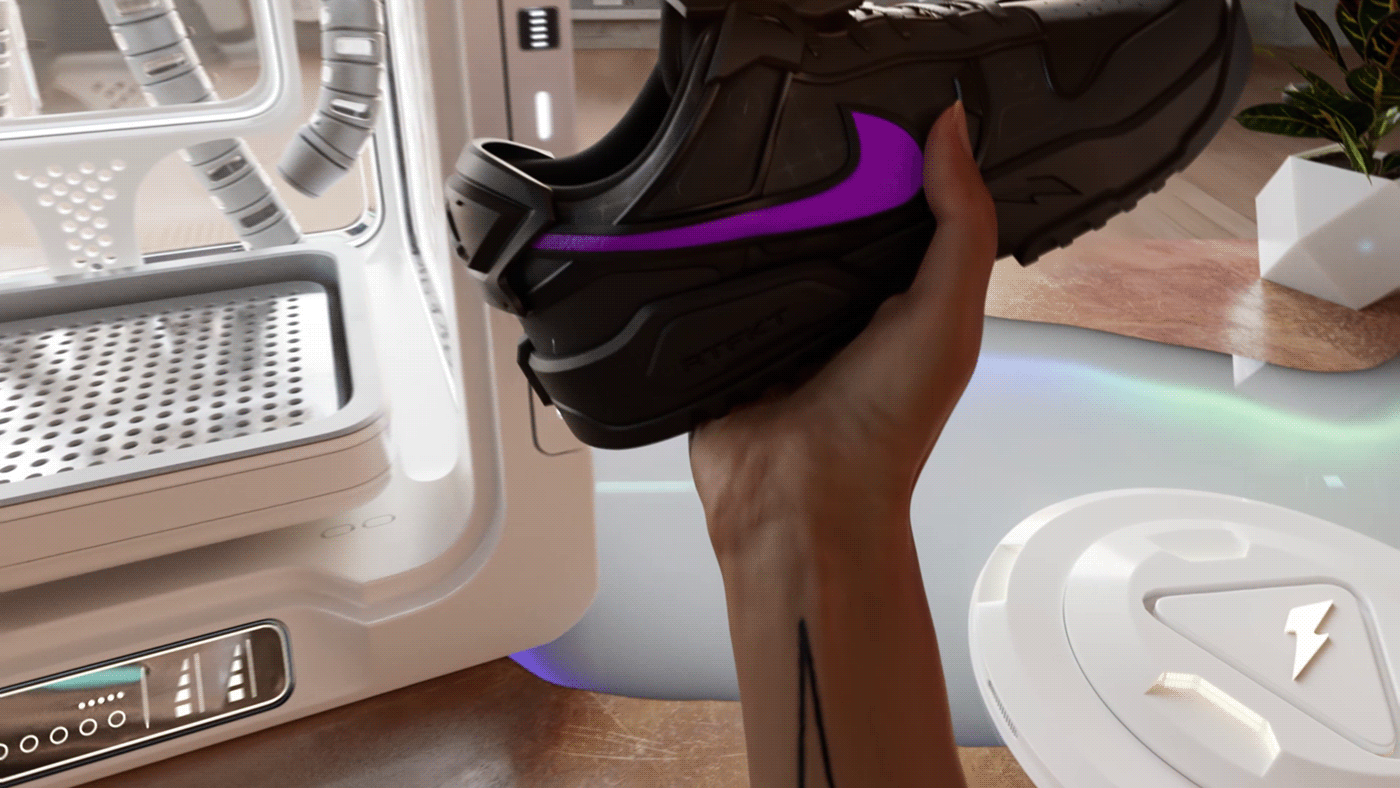 cinema 4d design animation  motion graphics  houdini sneakers Nike DUNK printer 3D