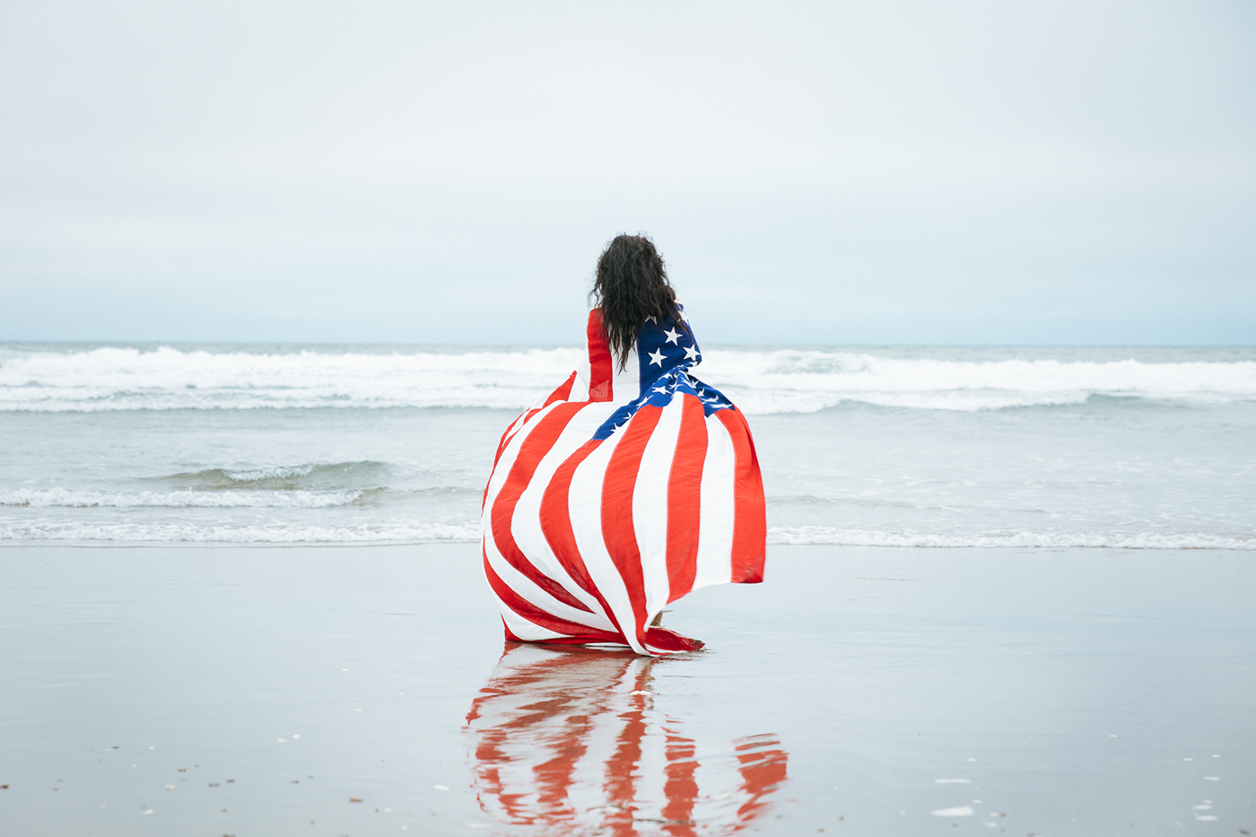 fine art american flag america beach model patriotism freedom