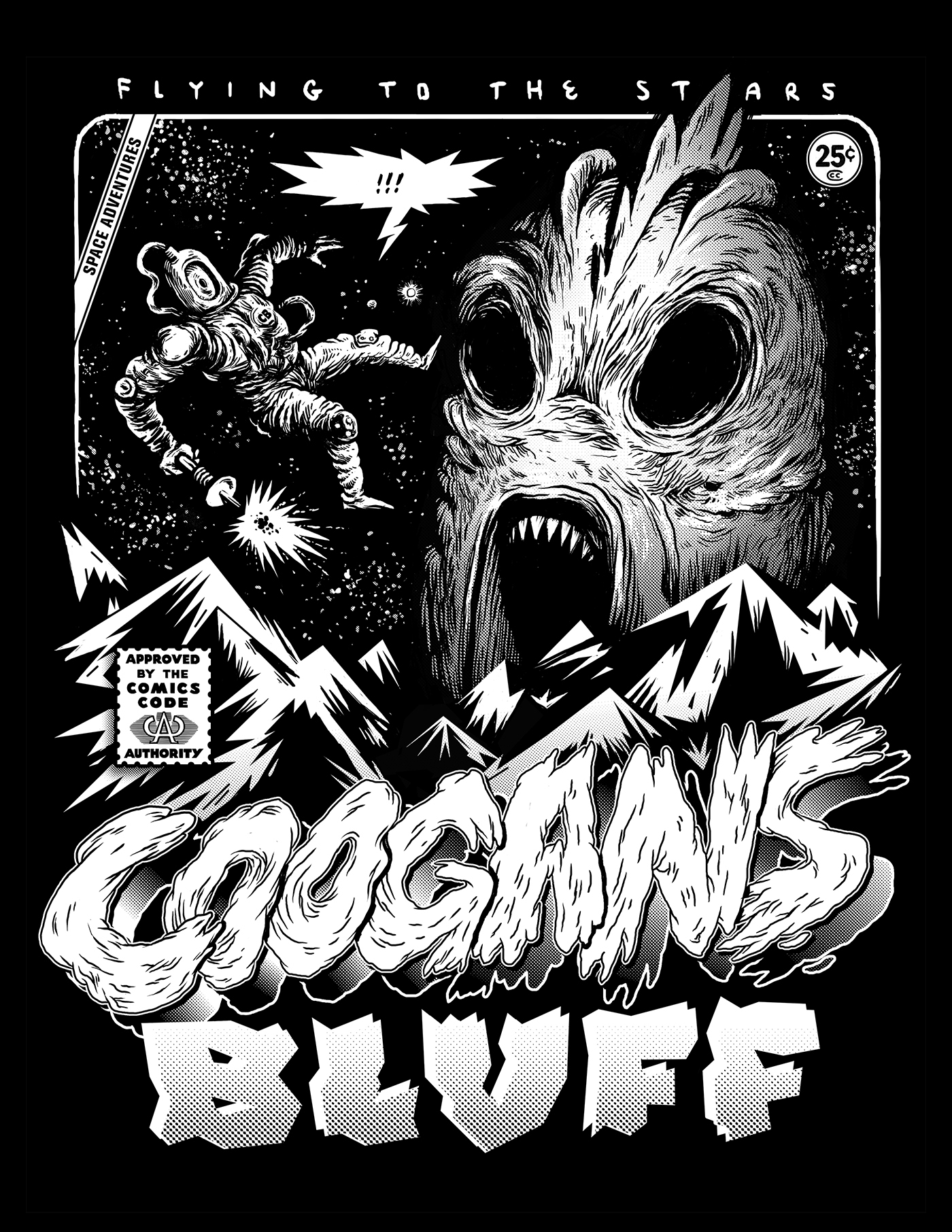 Coogans Bluff ILLUSTRATION  t-shirt band screenprinted science fiction Space  Retro alien Drawing 