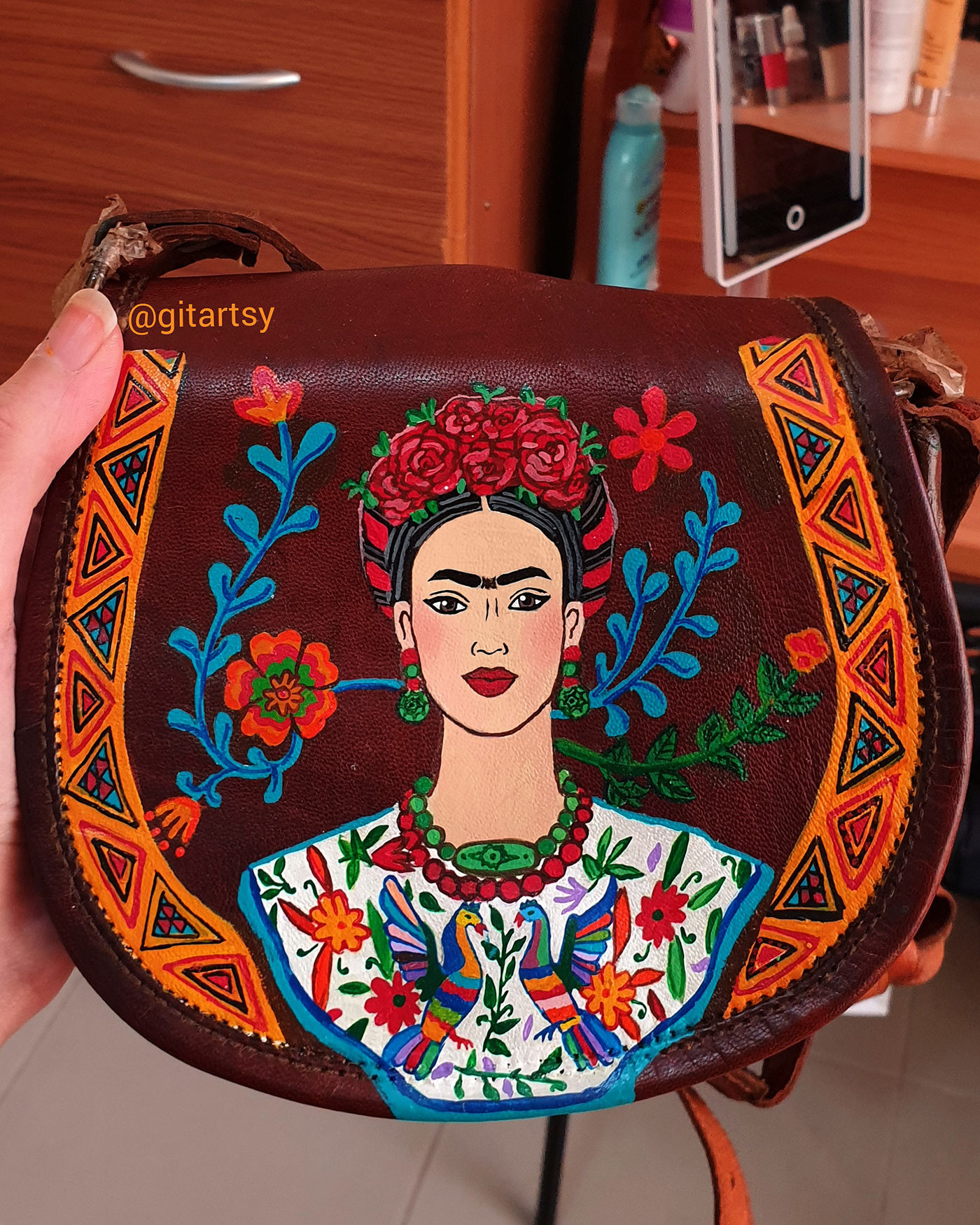 acrylic painting angelus paint Customized bag DIY free hand painting leather bag painting on leather Unique Gifts Wearable Fashion womens bag