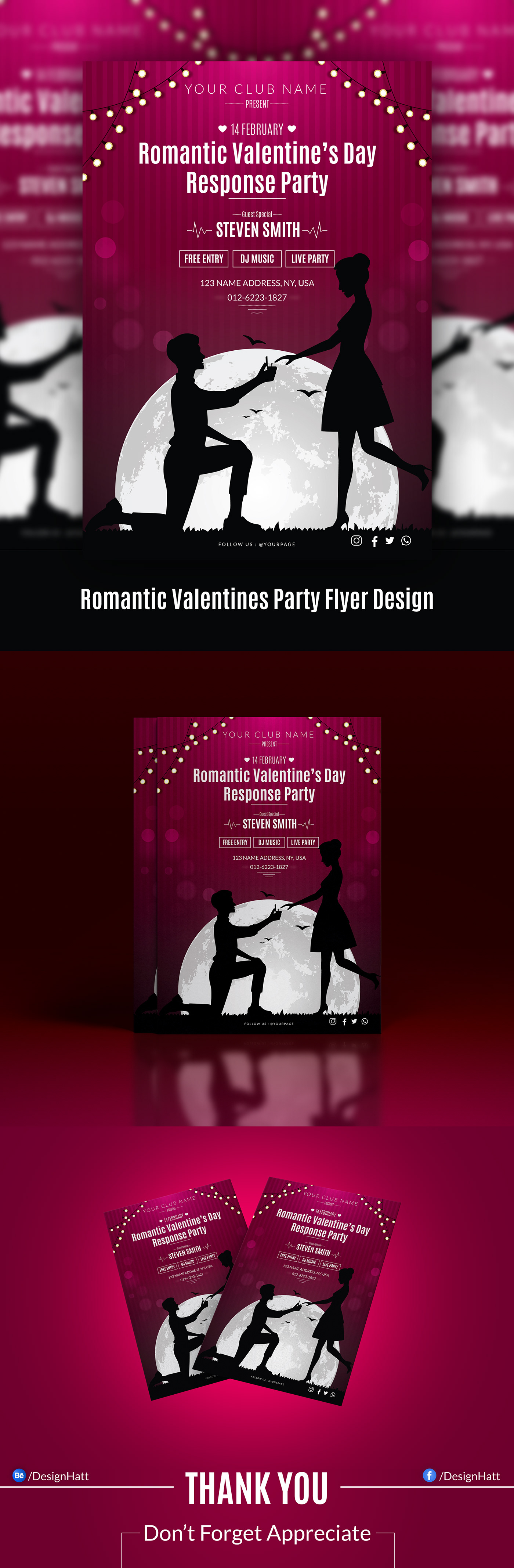 14 february Flyer Design party flyer romantic party flyer valentines day Valentines Flyer