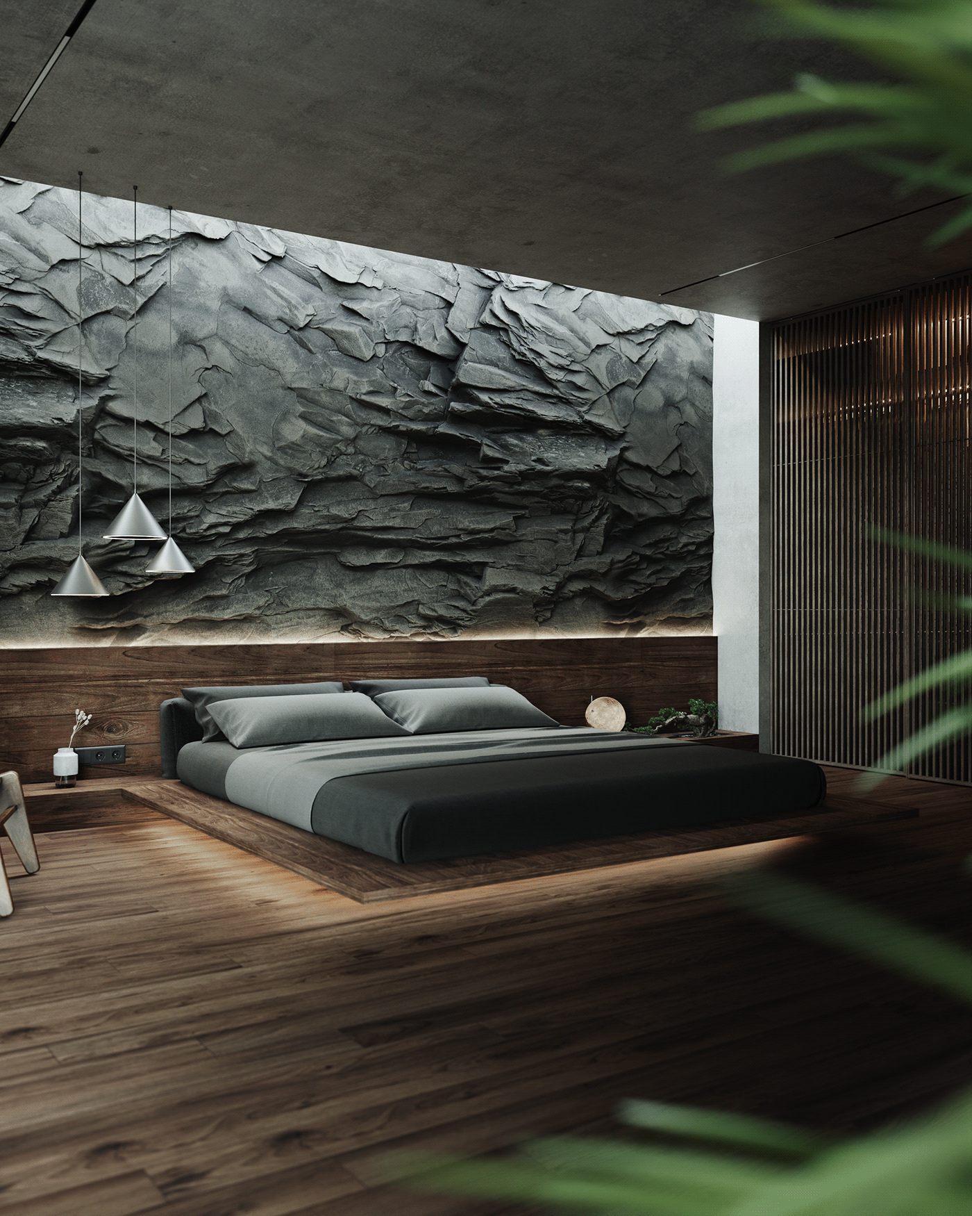 architecture bedroom CGI coronarenderer Interior interior design  kosovo Nature rock stone