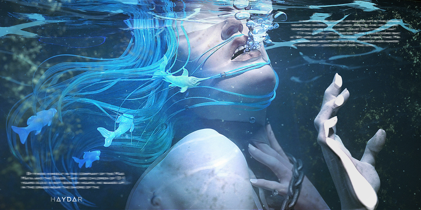blue chains Circus Haydar haydar maksym Ocean sculpture underwater хайдар максим яикгыр