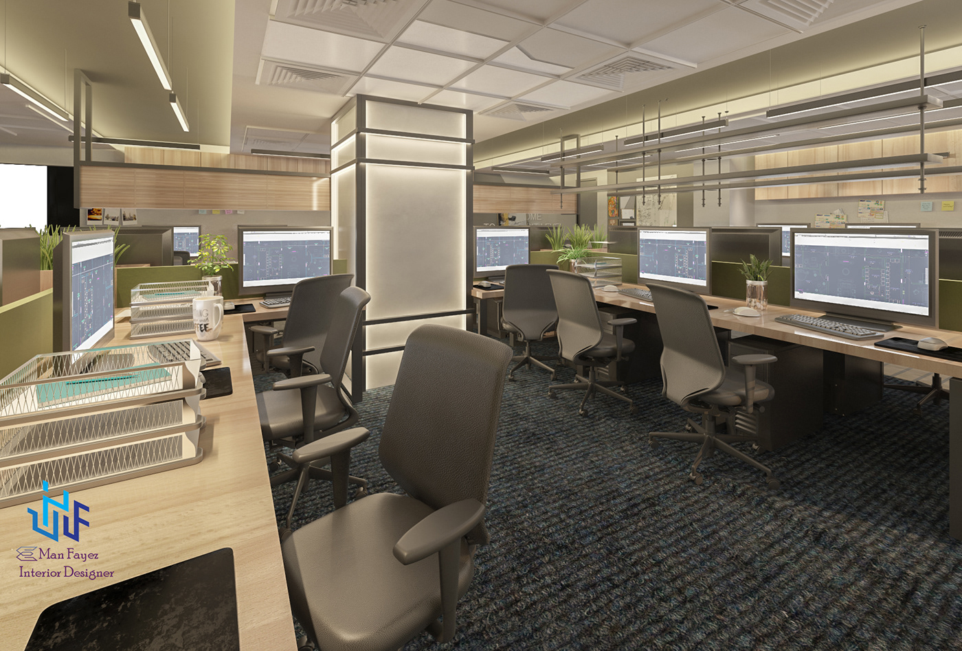 3D Interior Office Render visualization work station Office Design engineering design officebuildingdesign OfficeInterior