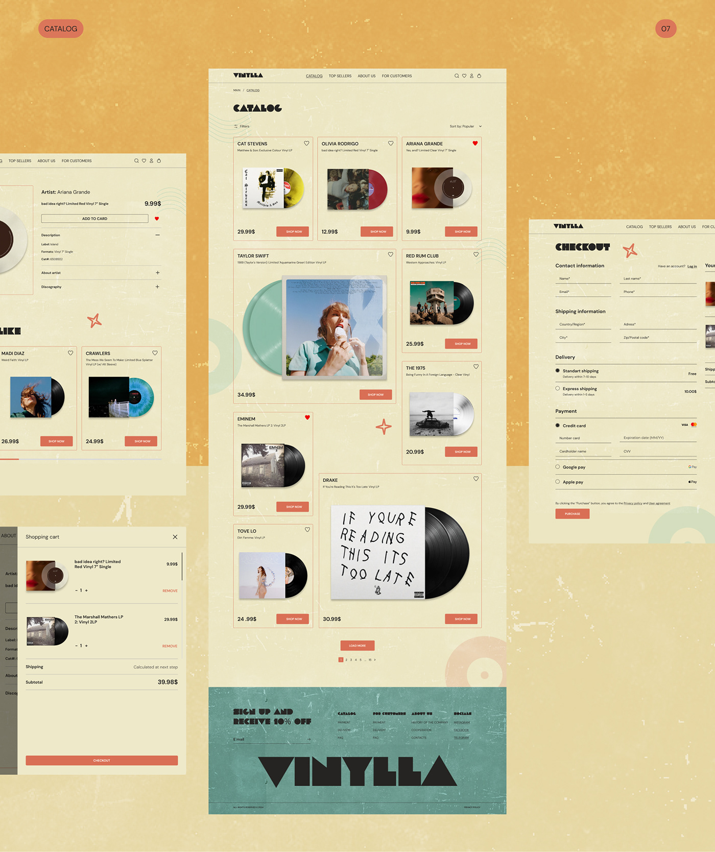 Figma UI/UX Web Design  Website user interface music vinyl Retro vintage online store
