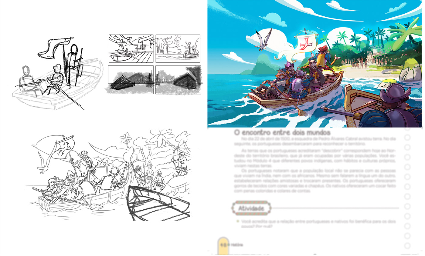 Brasil cartoon Character design  childrens book didáticos historia Indigenas kidlitart Portugal shipping