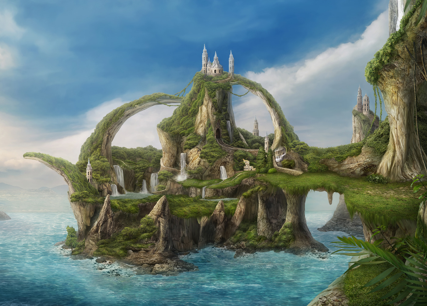 puzzle board game Landscape Mattepainting Schmidt Island jungle game photomanipulation fantasy