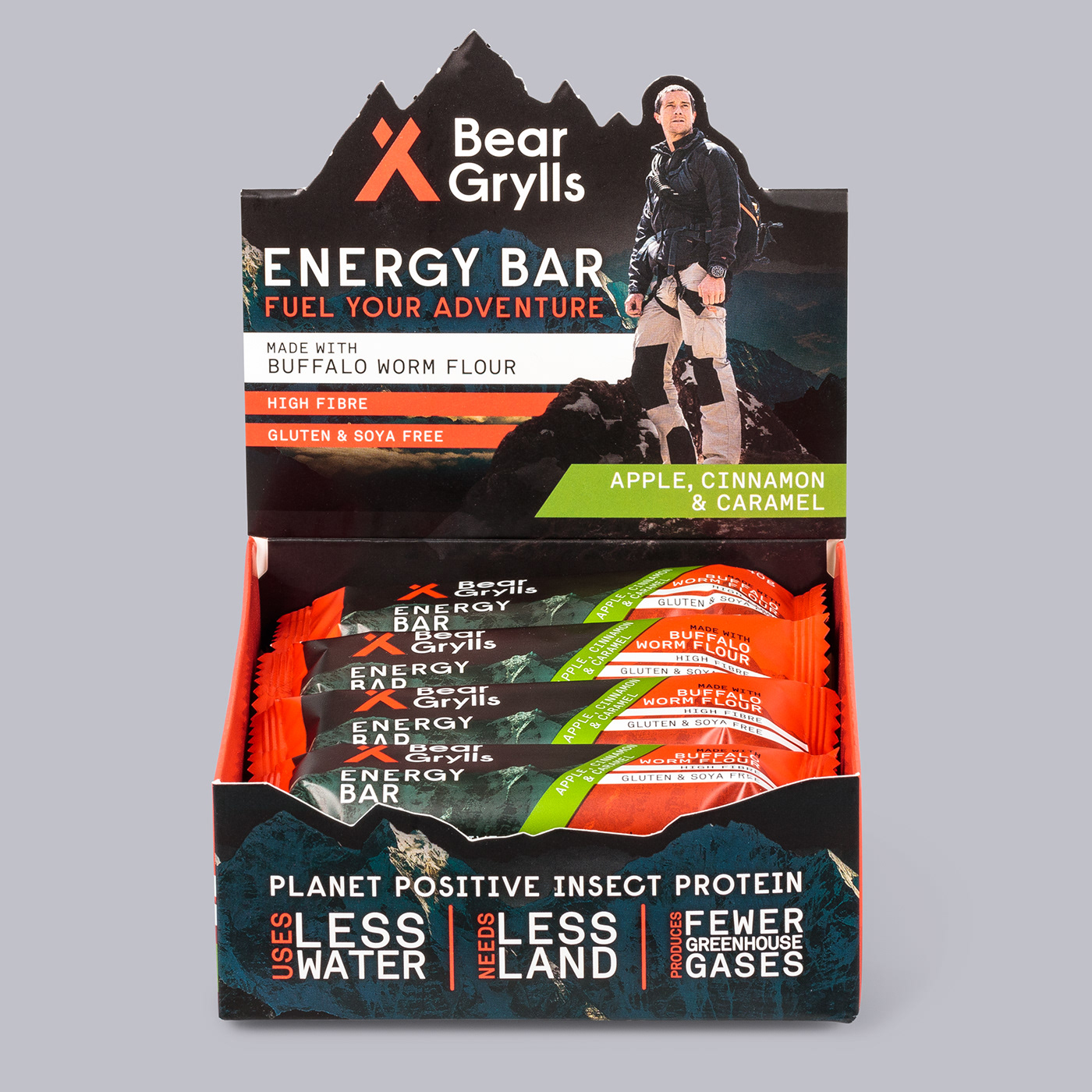 adventure bar bear grylls buffalo worm energy environmentally friendly Insects mountains natural protein