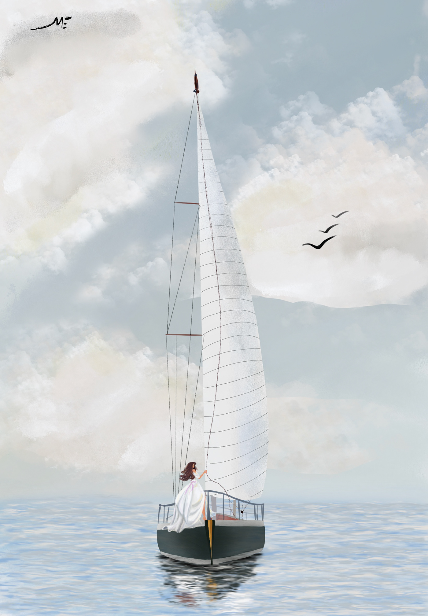 Sail yacht sea