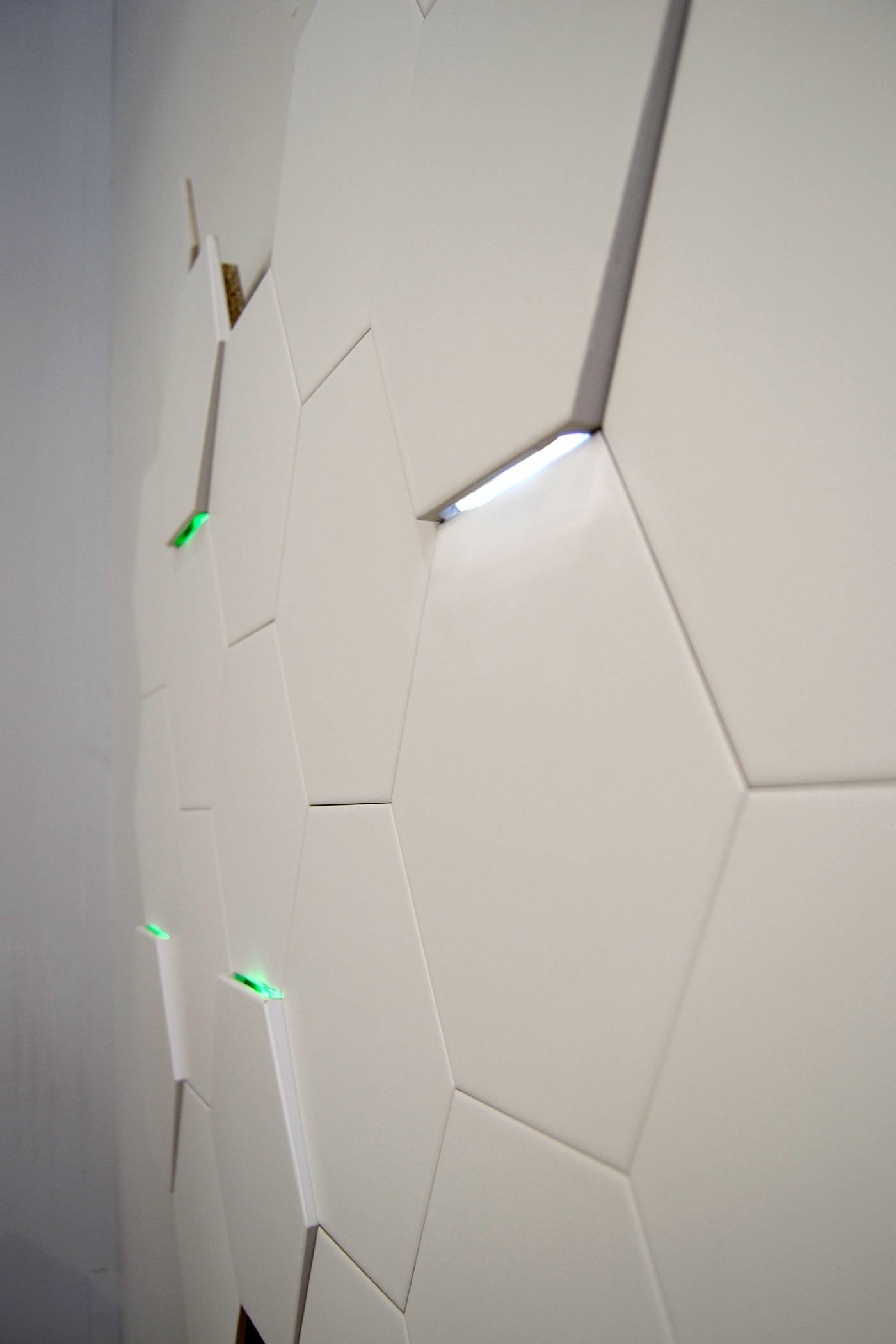 tile ceramic light led White hexagon wall clean Cevisama valencia Interior