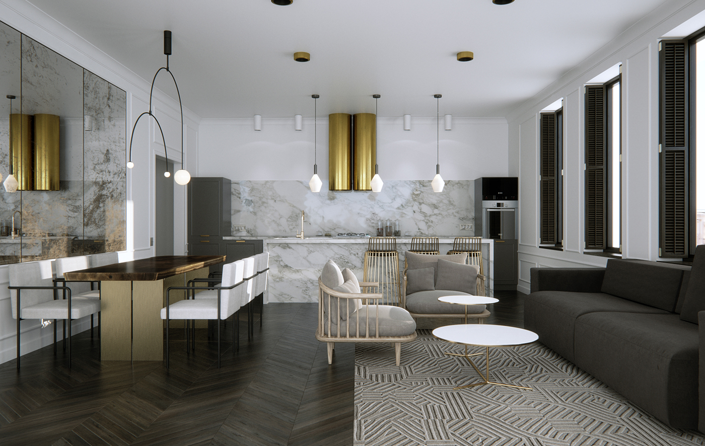 Interior residential design Marble Latón