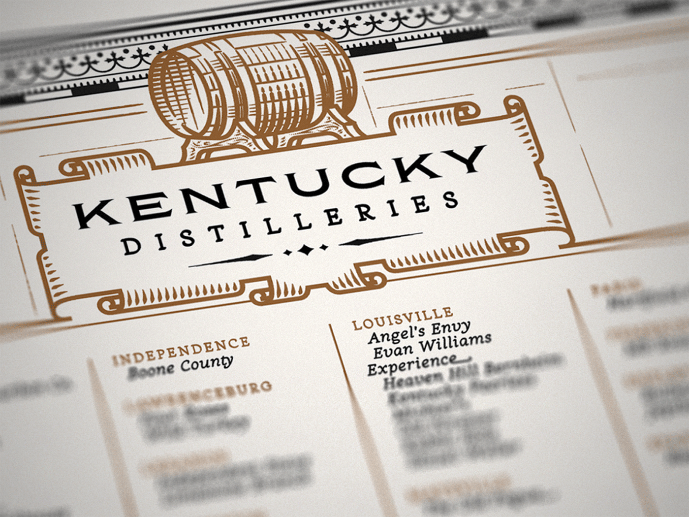 borubon distillery engraving etching ILLUSTRATION  Kentucky line art map Peter Voth Design Whiskey