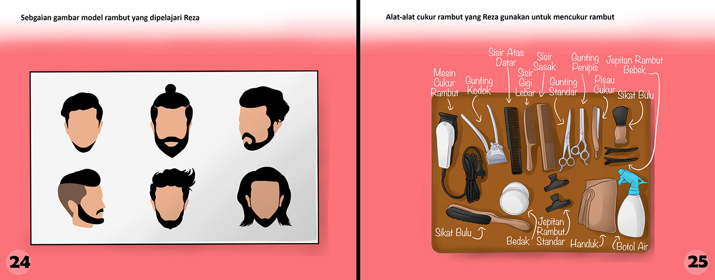 hair barber barbershop illustration book children illustration indonesia artwork asgar childreenbook garut
