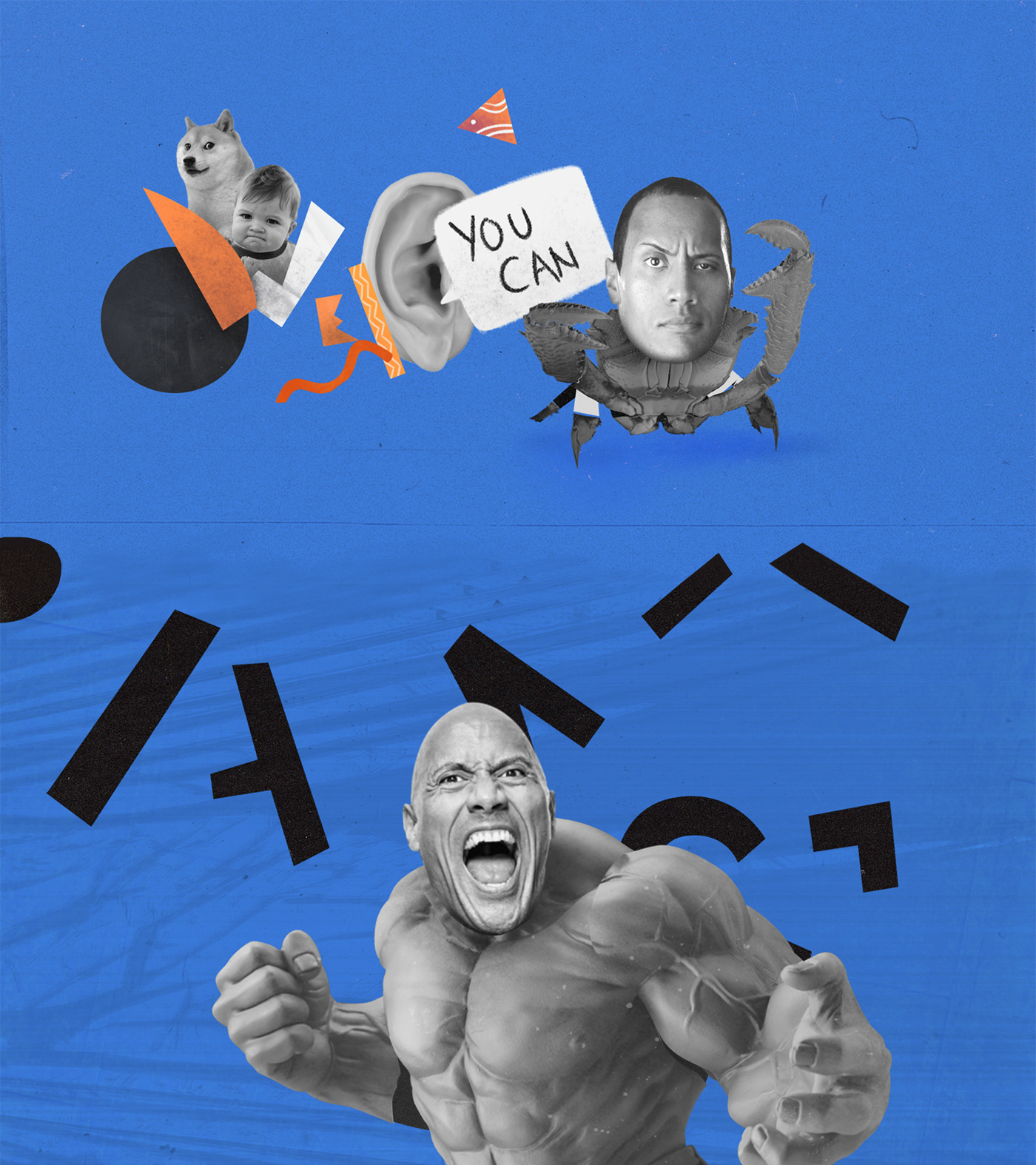 biography collage animation cut-out Dwayne Johnson explainer video inspirational video Motivational talk real life story The Rock