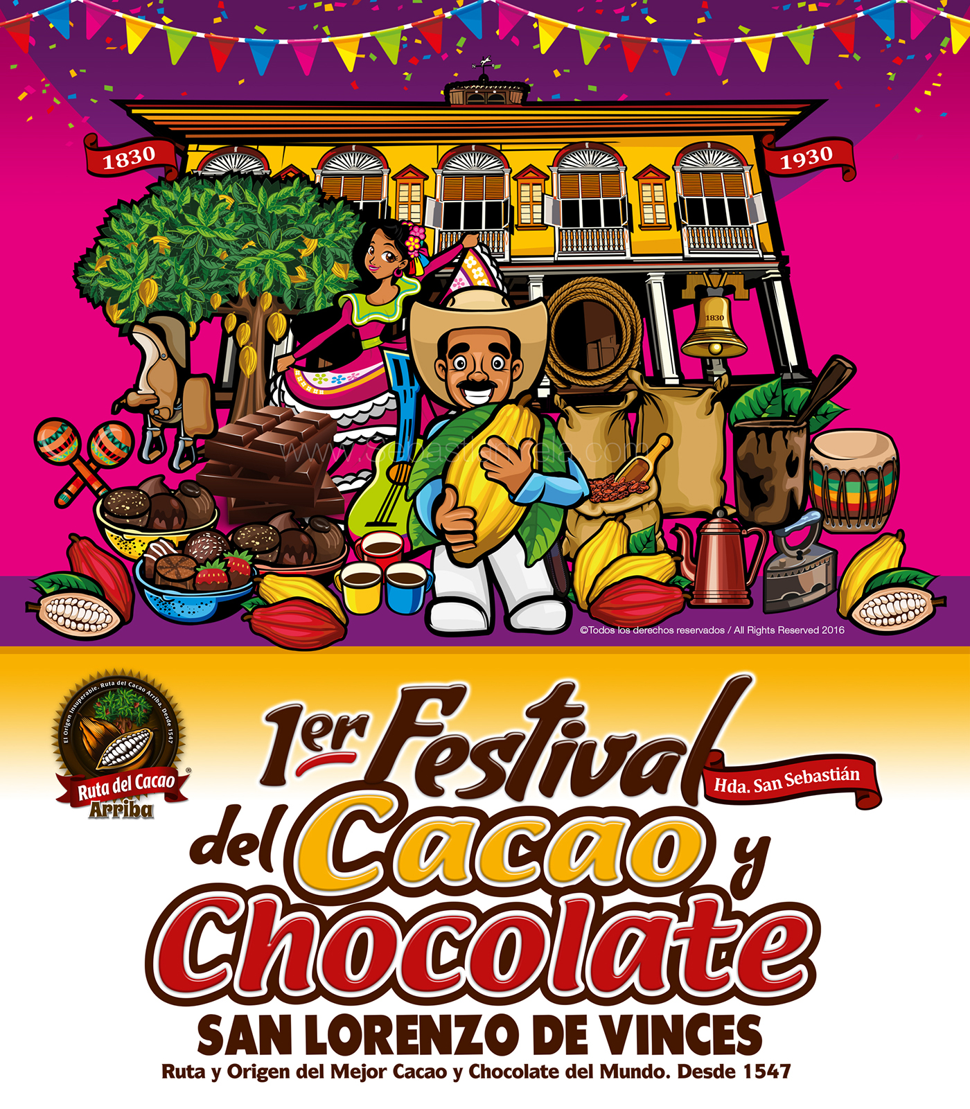 cacao Cocoa chocolate Vinces Ecuador guayaquil cacao fest festival Travel poster