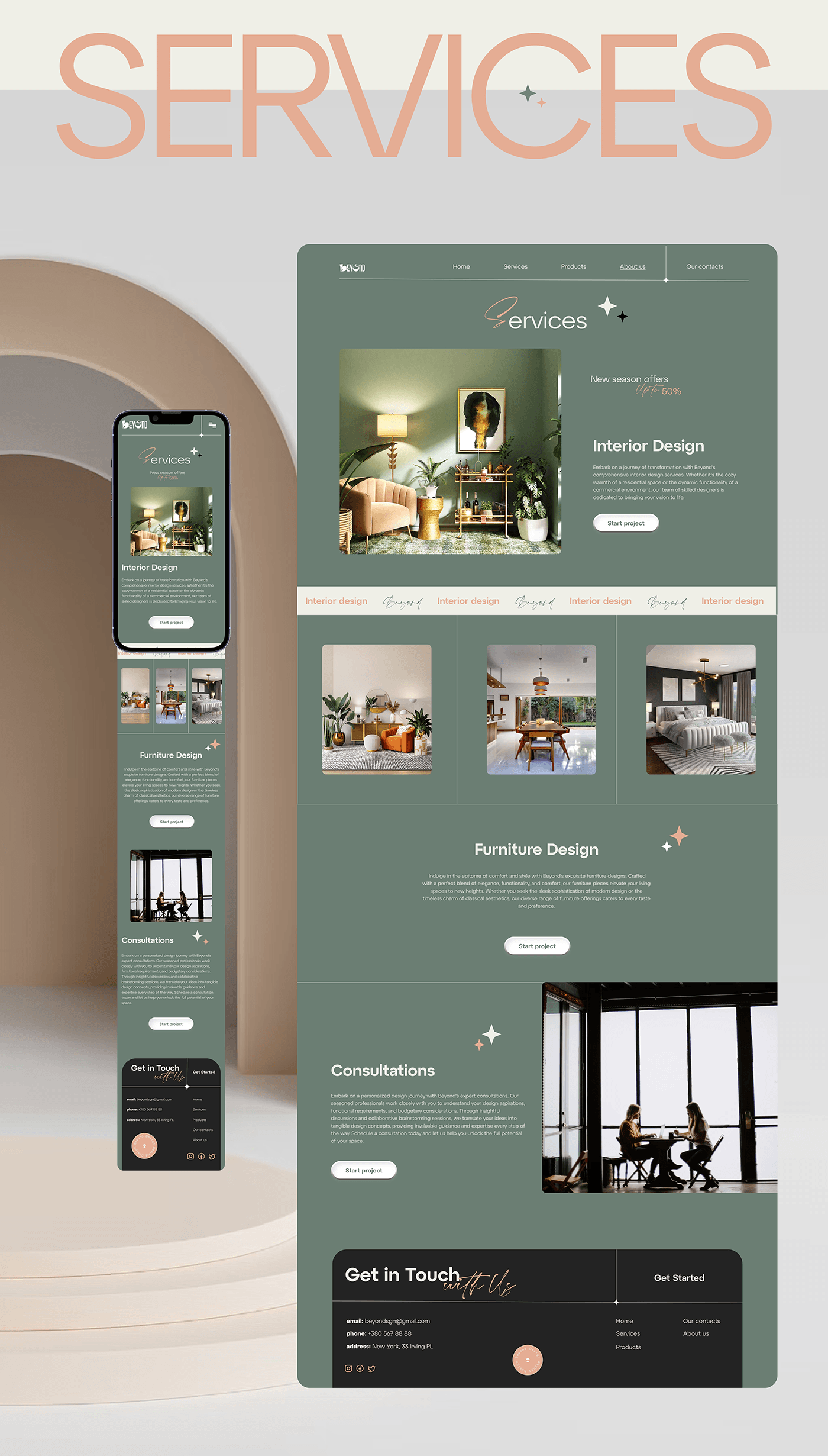 design Web Design  concept visual interior design  UI/UX Figma Website studio design