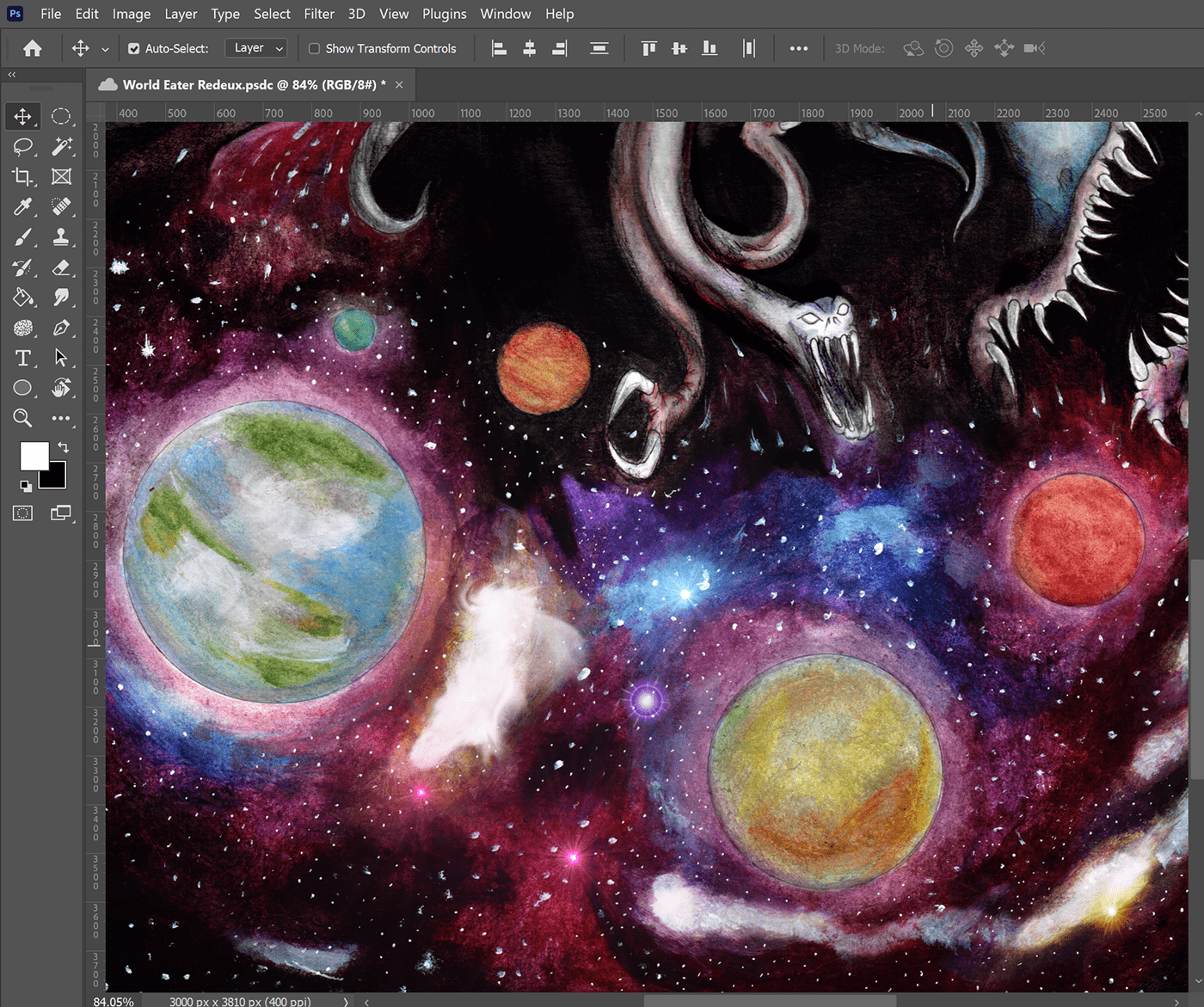 concept art dark Digital Art  digital illustration fantasy horror monster painting   Space  watercolor