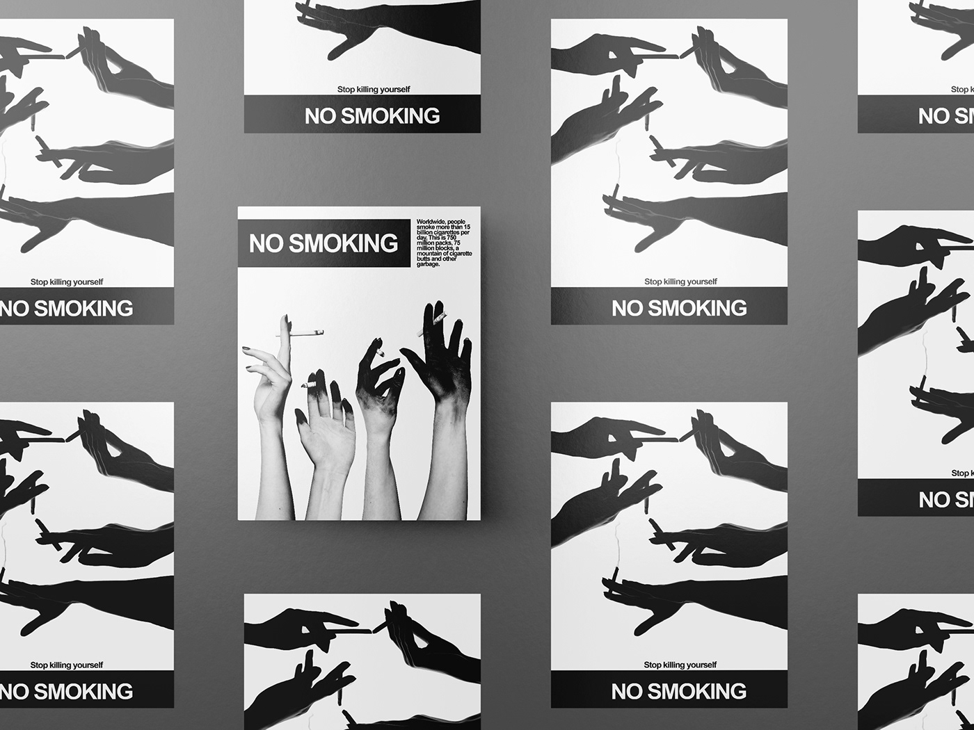 Anti-smoking black cigarette no smoking poster smoke smoking White