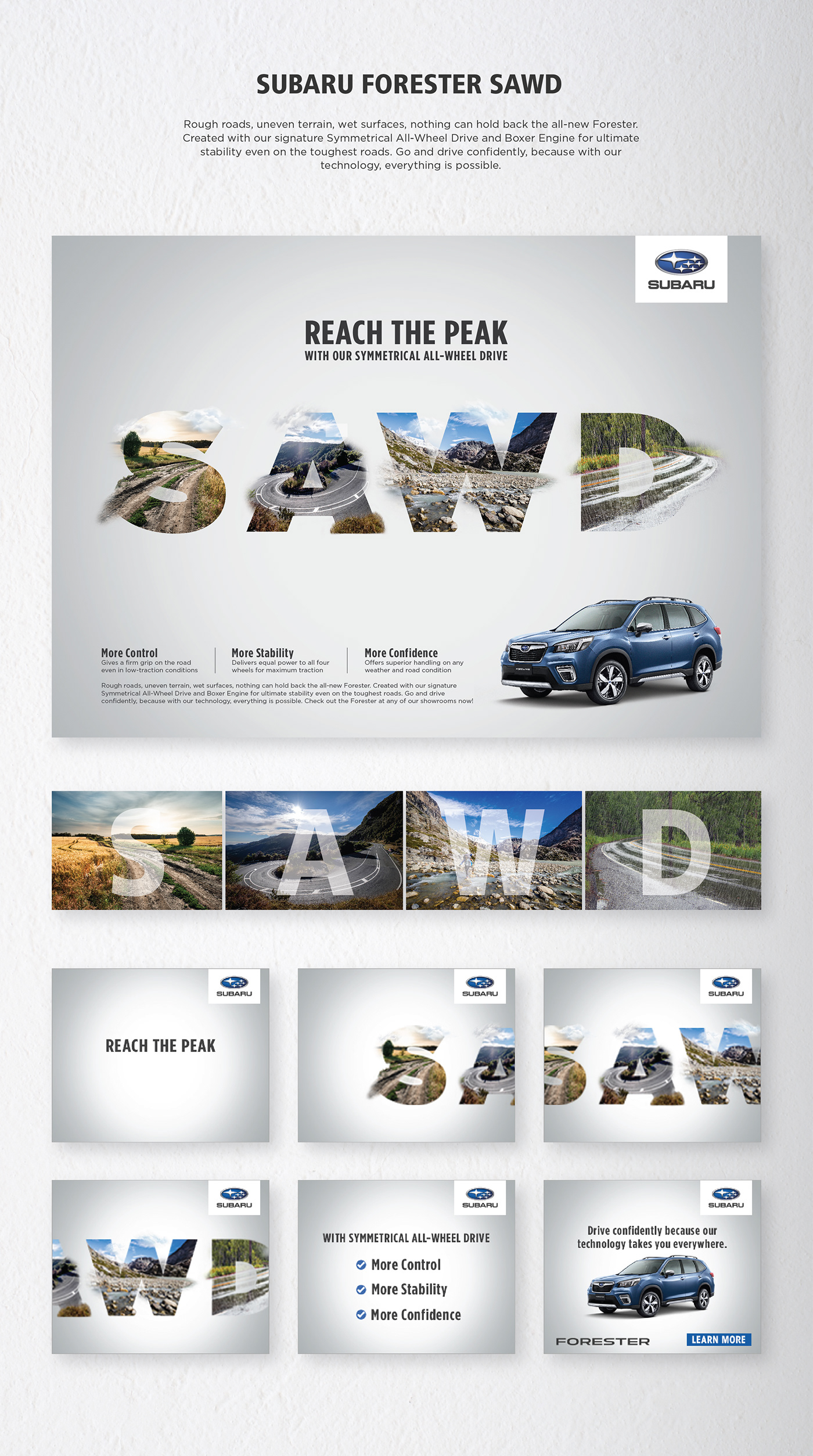 all wheel drive Collage Image creative adv digital imaging  forester print reach the peak Subaru