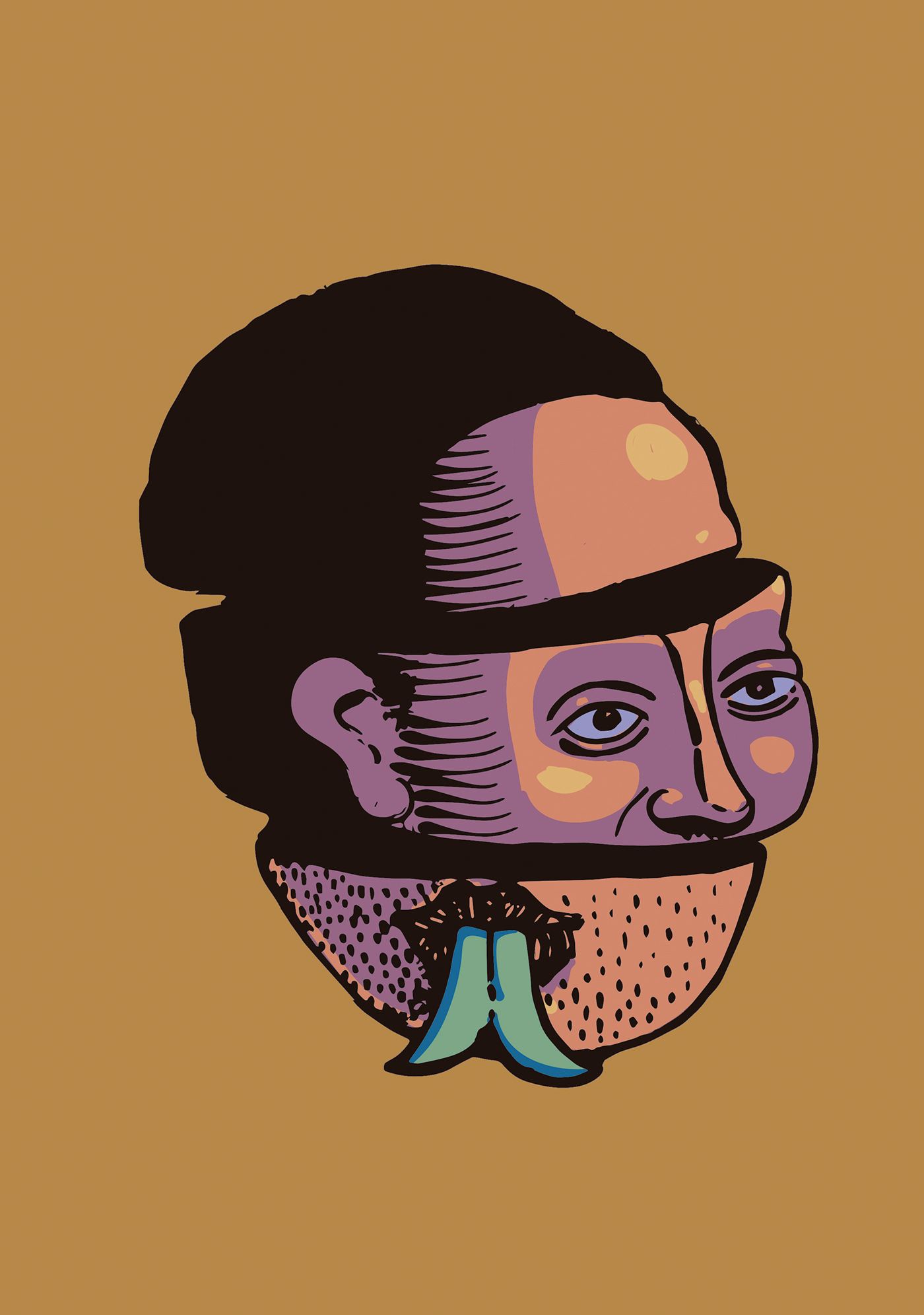 yellow face art portrait vector mexico irreal caracter creazy purple
