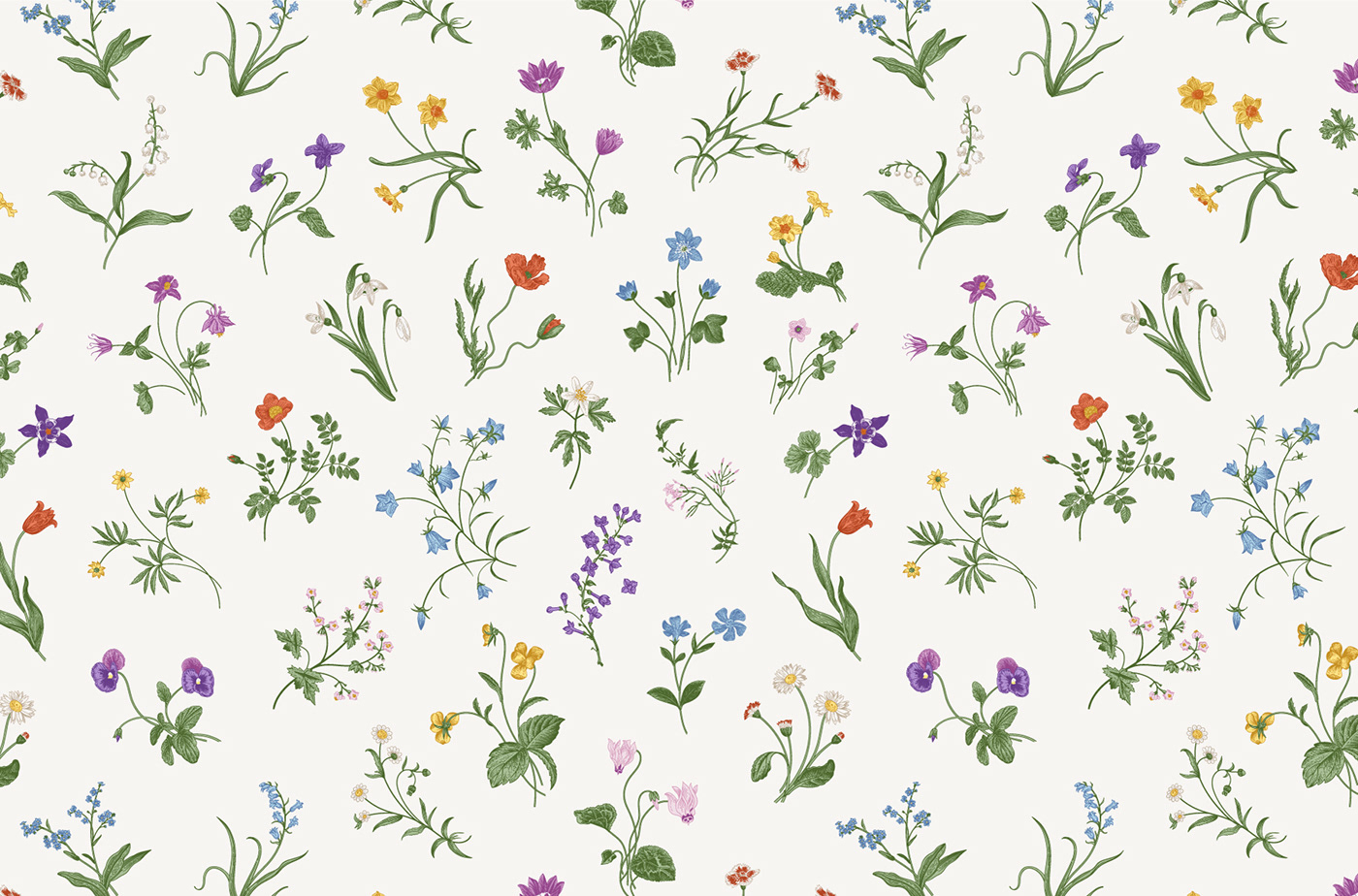 ILLUSTRATION  Easter spring Flowers pattern floral vector clipart vintage mille-fleurs