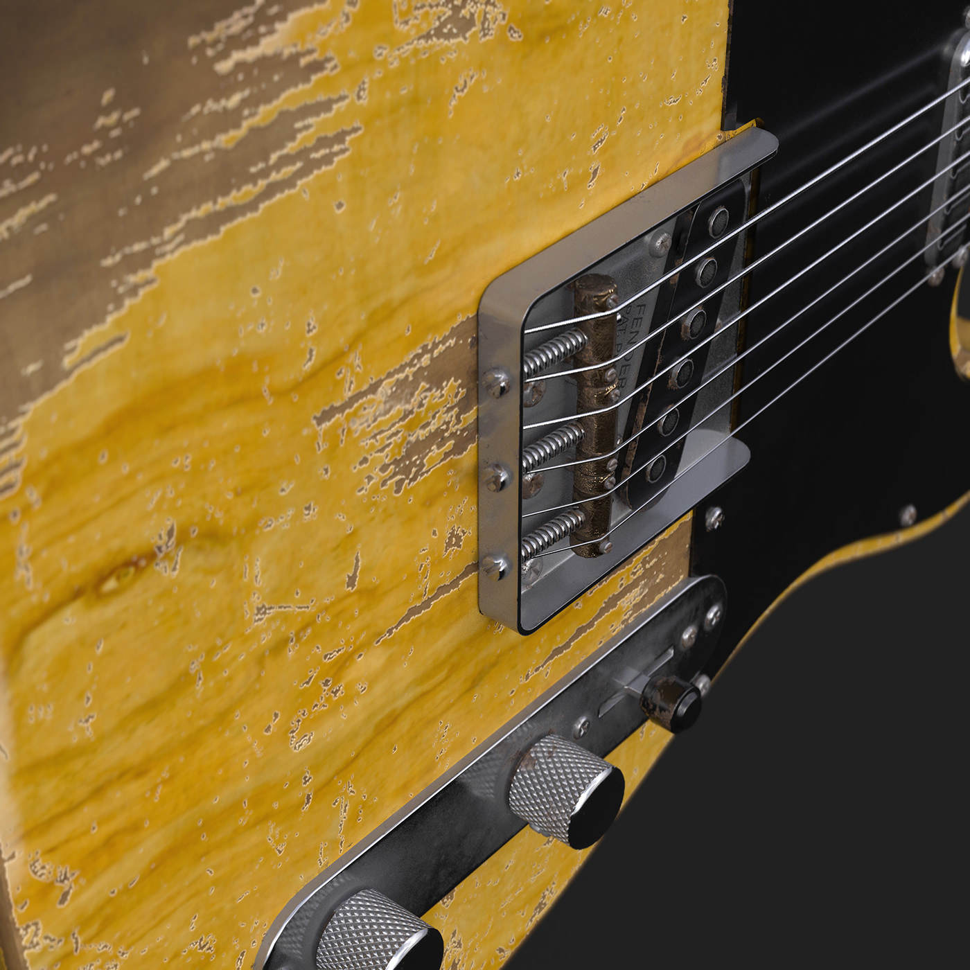 fender guitar 3d modeling Render 3D