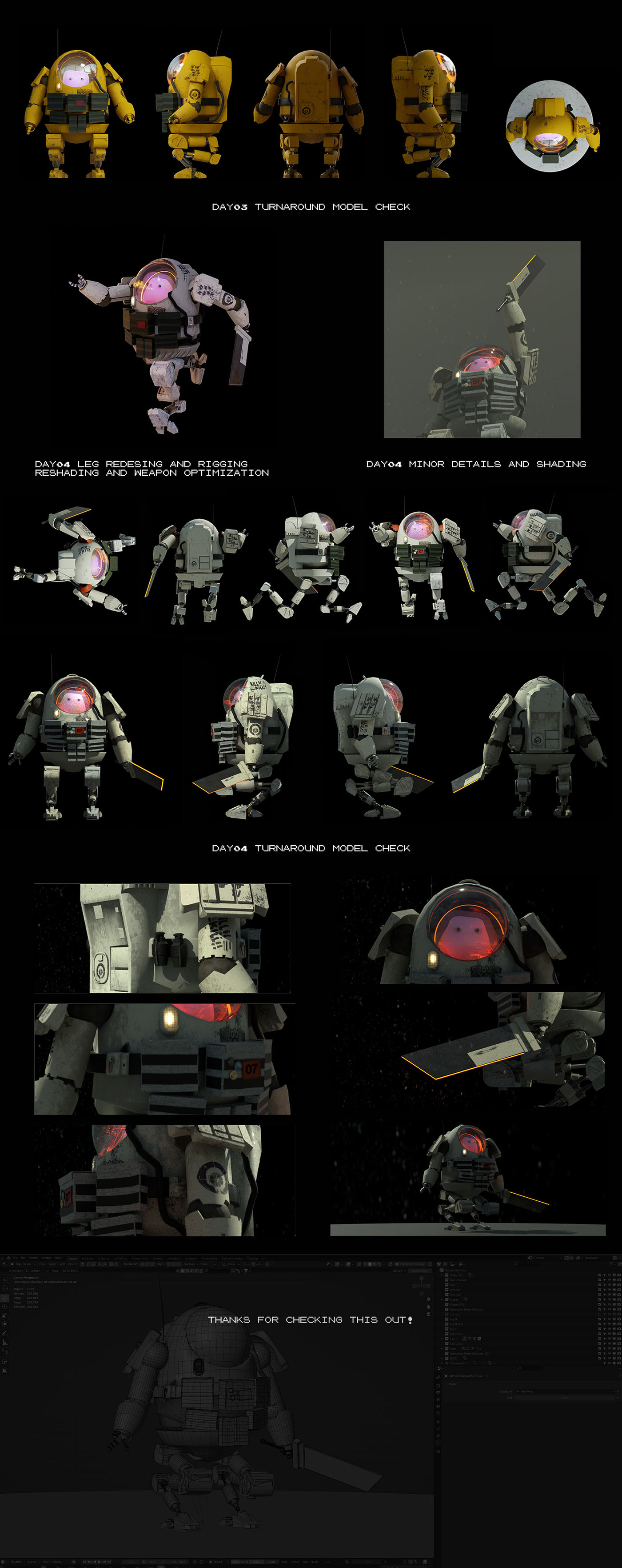 3D b3dcycles blender CGI Character design  cycles modeling rendering robot Scifi