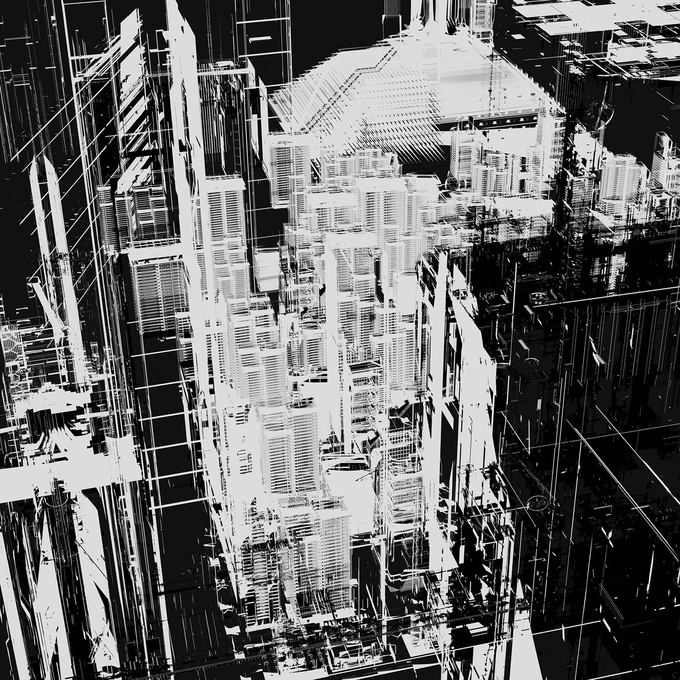 3D Bladerunner city Cyberpunk future metropolis Night City rain Scifi