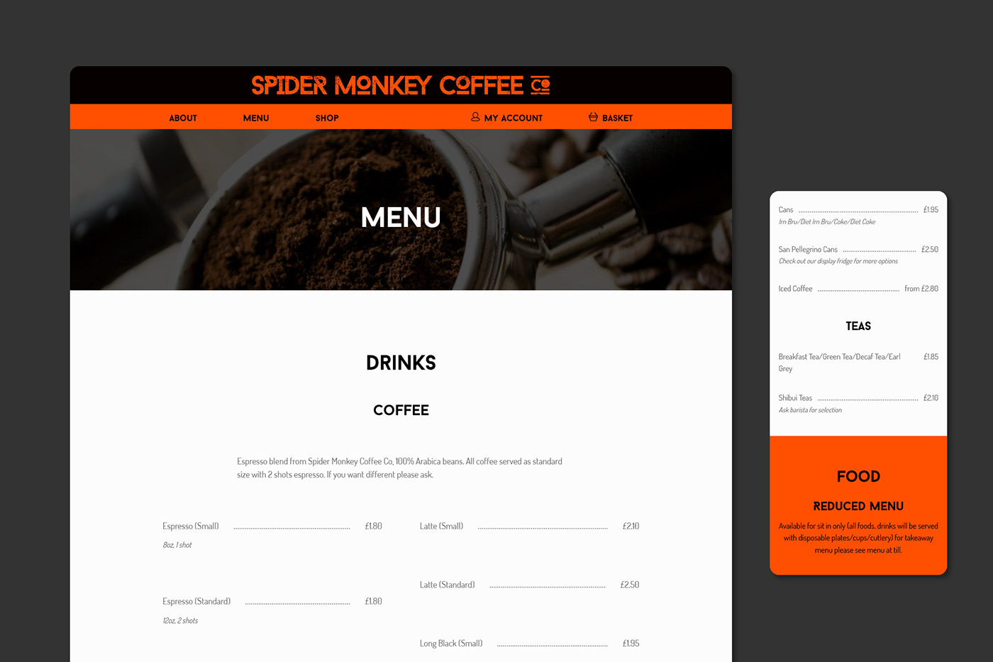 Coffee coffee shop Web Design 