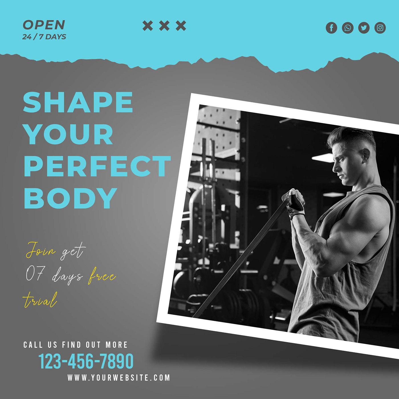 Fitness Template gym banner GYM banner design gym template promotion template Social media post