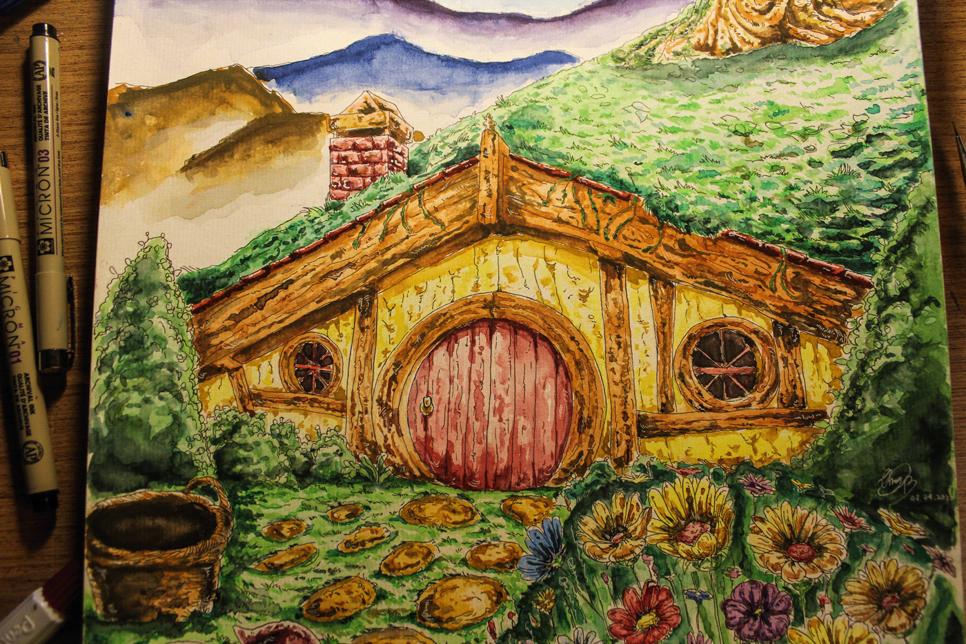 aquarela bilbo Drawing  frodo gandalf hobbit hobbithouse Lord of the rings LOTR watercolor