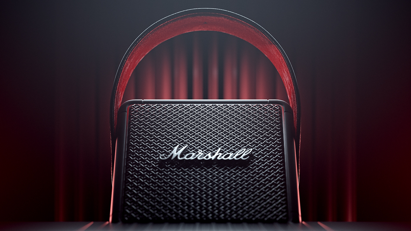 bluetooth dark lighting Marshall product rendering speaker Technology visualization wireless