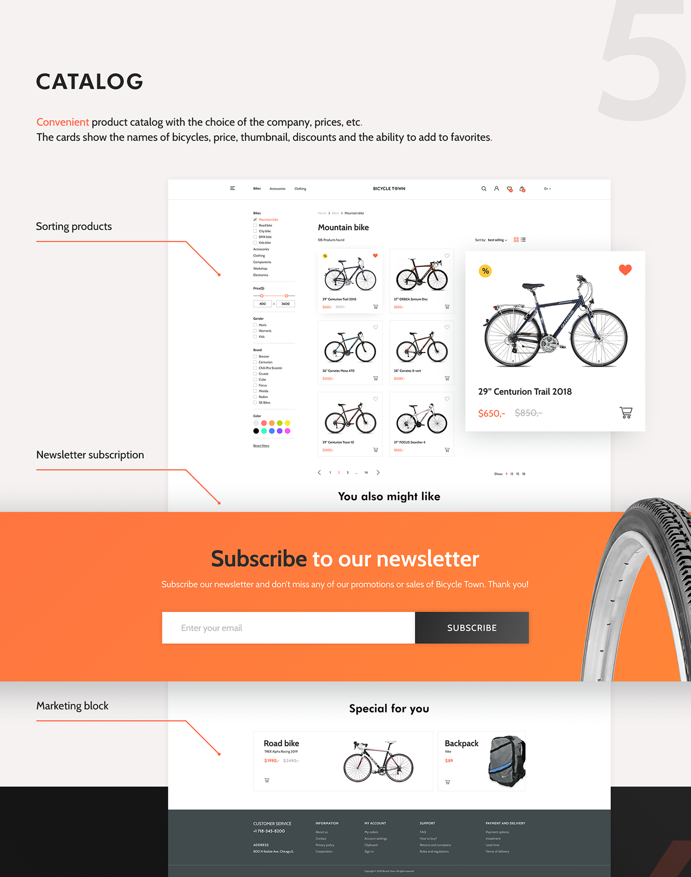 shop Bicycle Bike ux UI sport store orange Ecommerce catalog