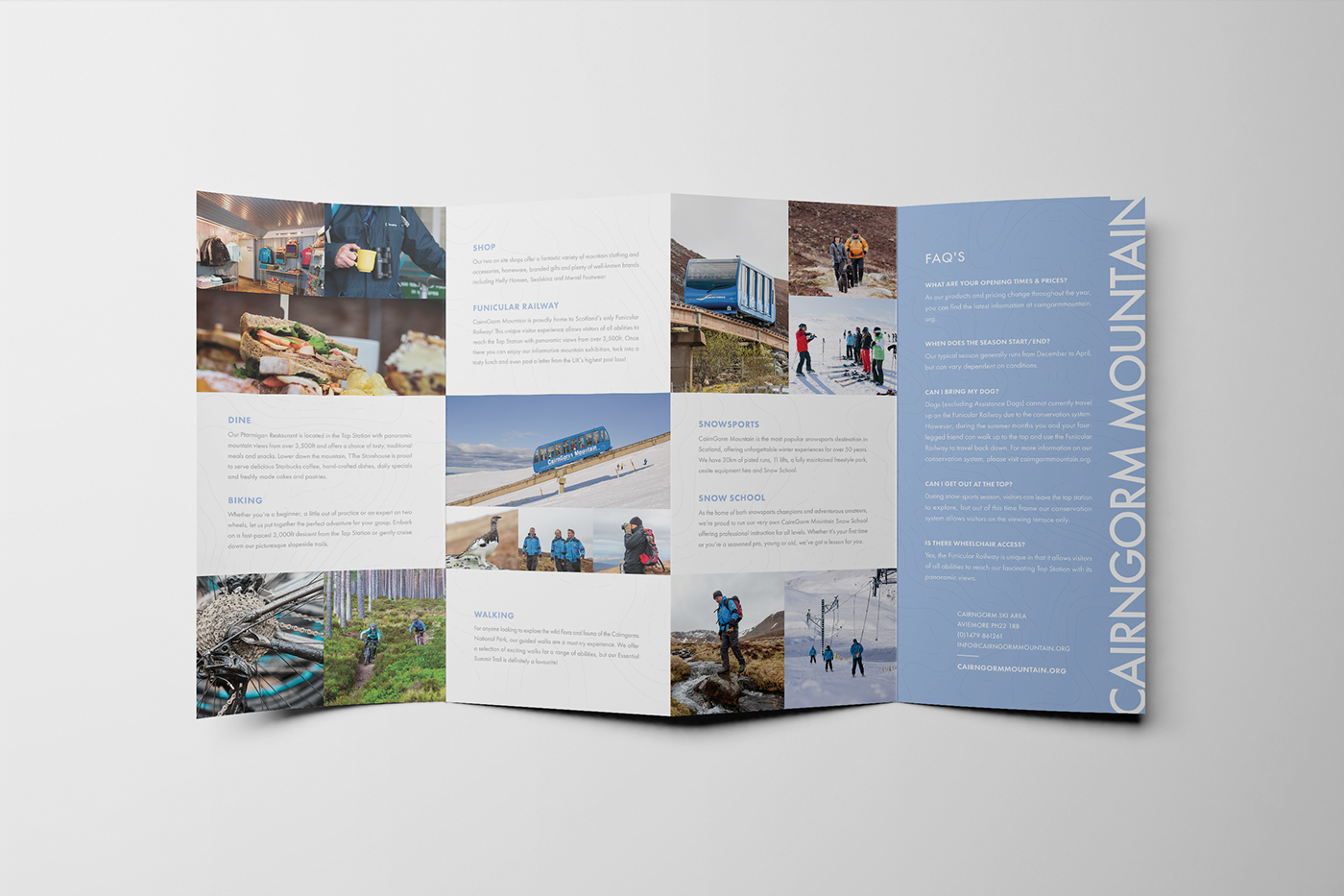 Adobe Portfolio trifold roll fold brochure Ski mountain winter summer