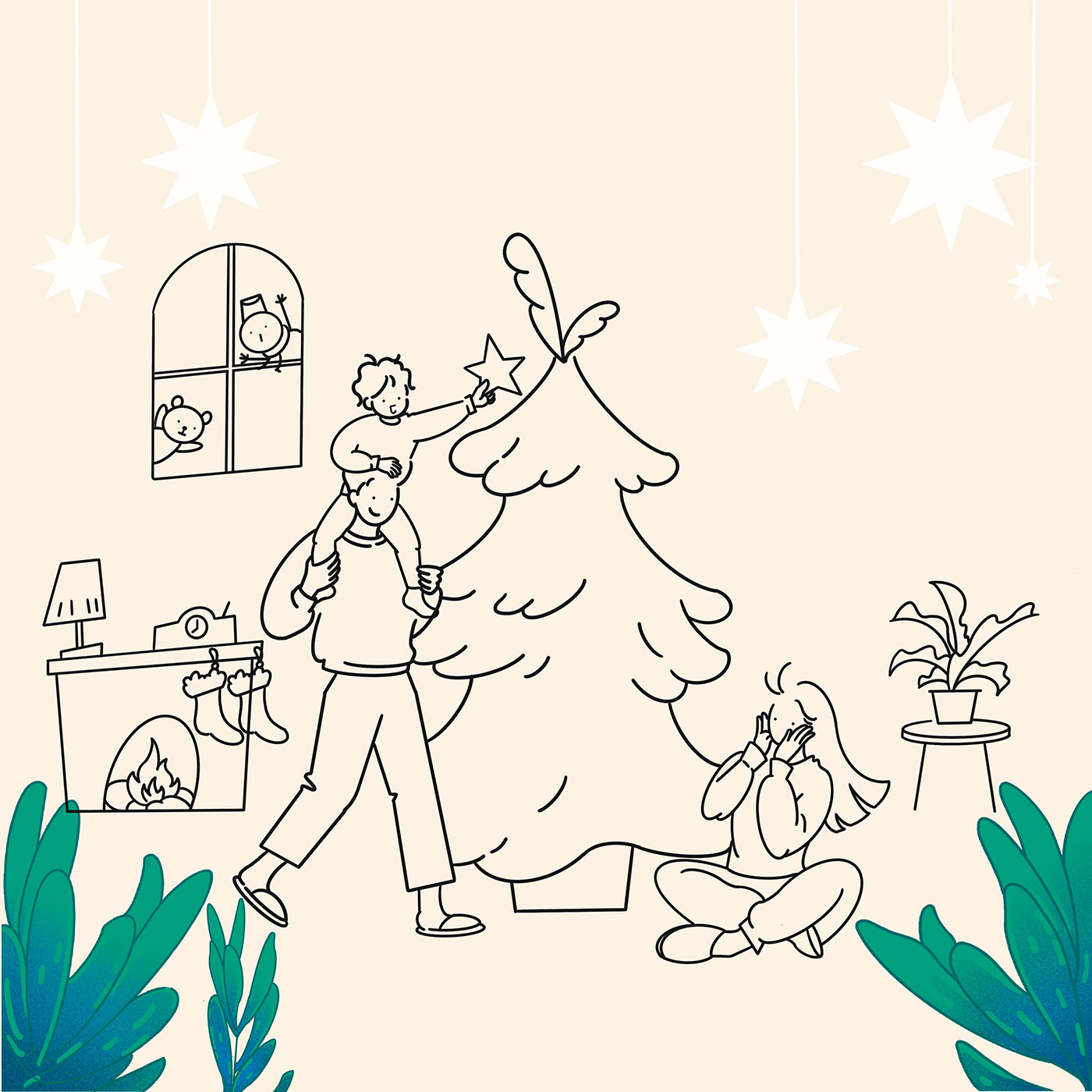 Christmas family Sweethome 가족 문화 삽화 일상 책표지 크리스마스 행복