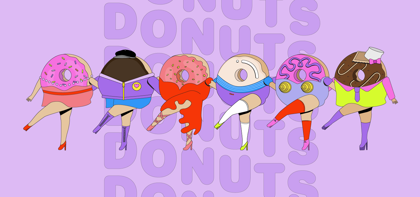 branding  Character color donut Fun identity ILLUSTRATION  Illustrator pink vector