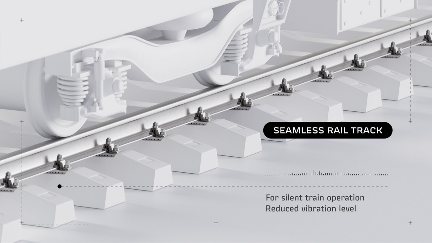 CGI motion design 3D design clean minimal industrial White construction railway