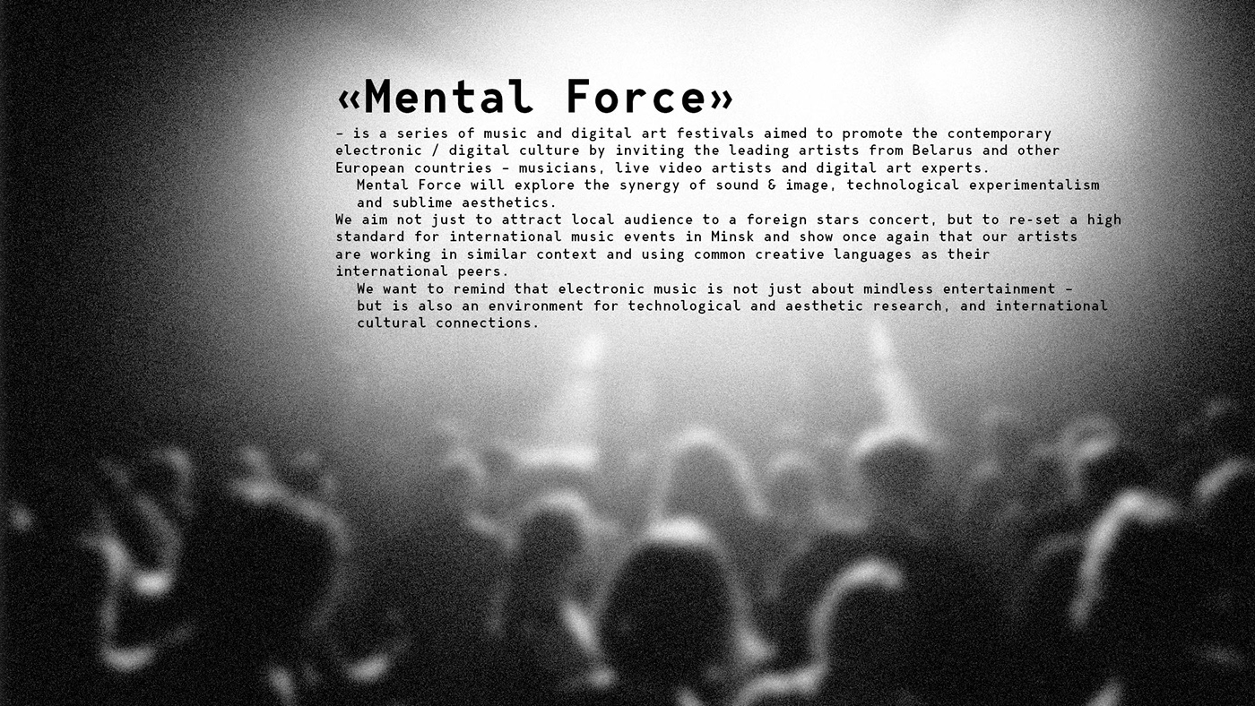 mental force music festival programming  code Immersion dive digital art electronic