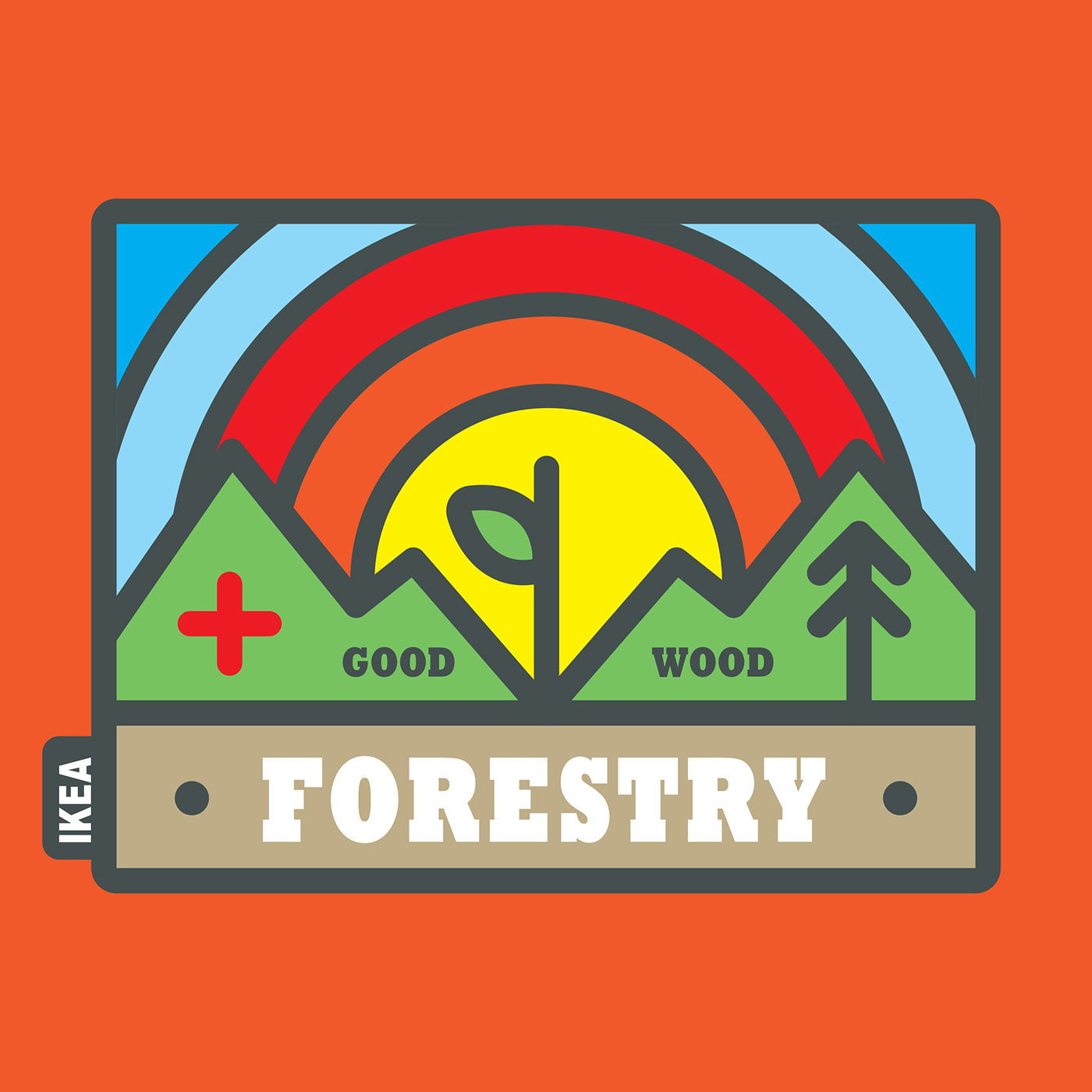ikea Badges thick lines bold forestry environment labor elements Basic Shapes colorful