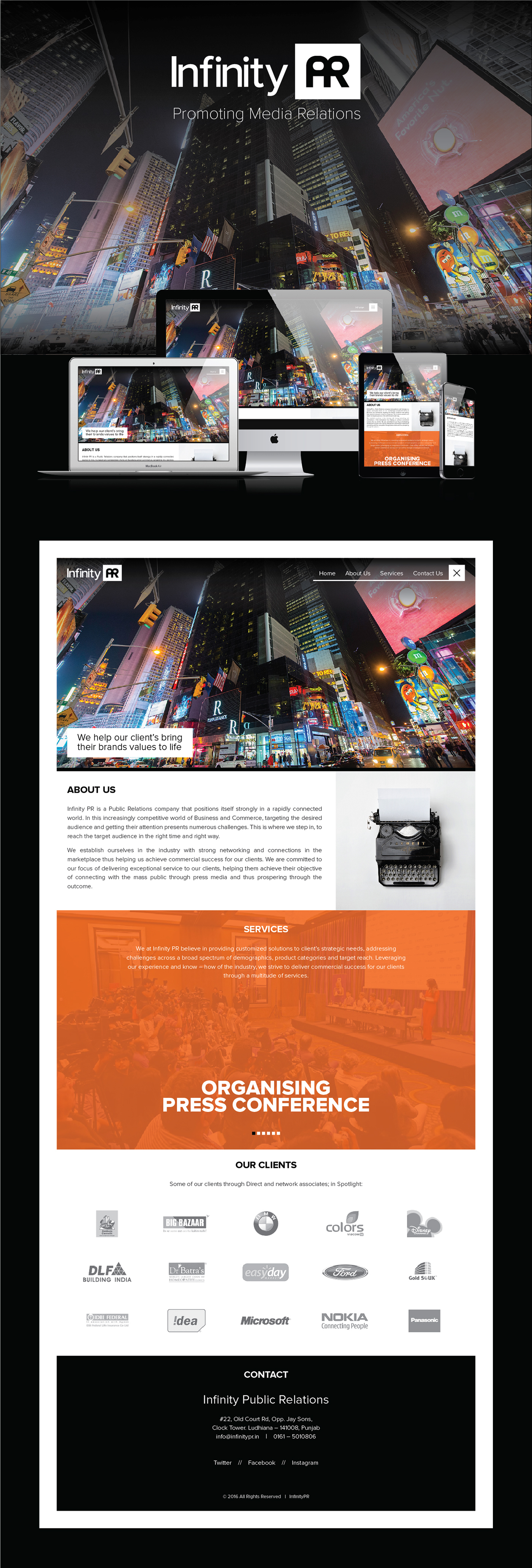 InfinityPR Public Realtion Website Responsive Design Website pr Logo Design news Promotion marketing   reporters