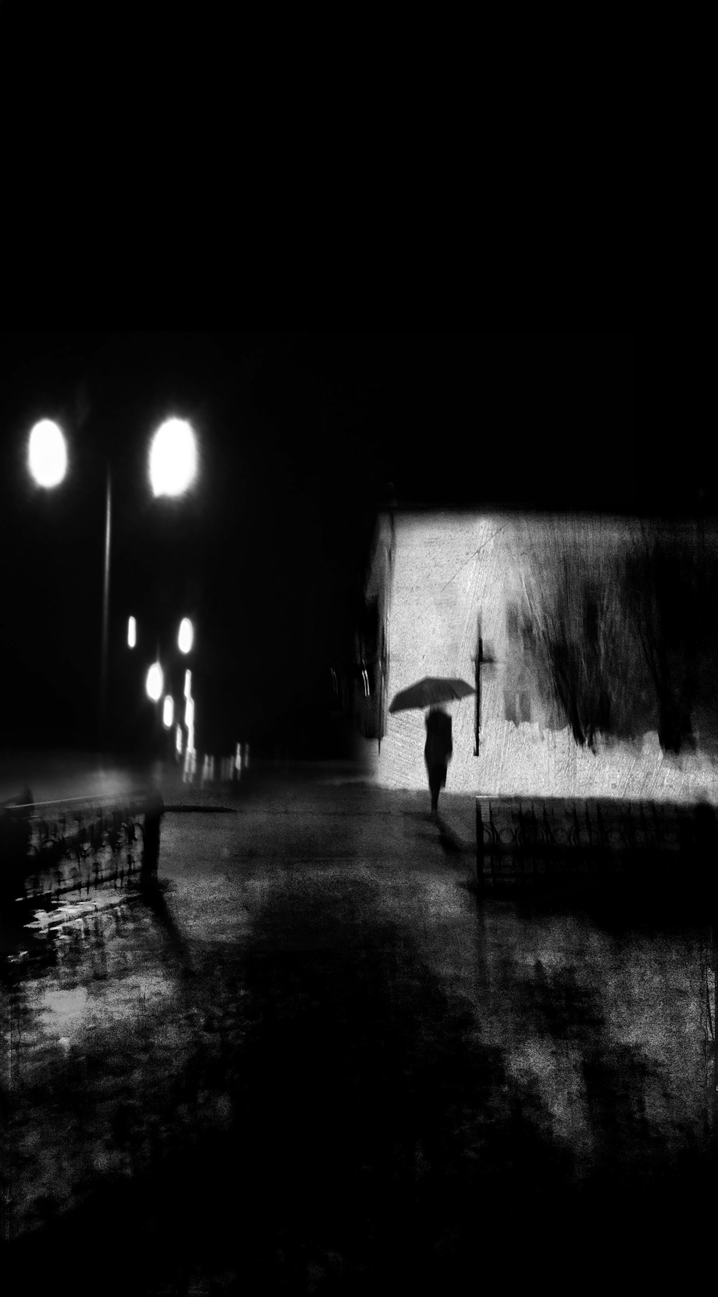 art artwork bw darkness light loneliness lonely monochrome Sadness snow Umbrella winter woman